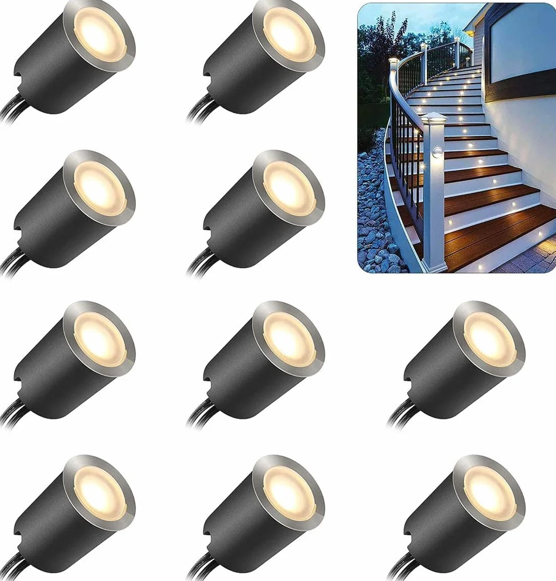 SMY Zestaw 10 wpuszczanych reflektorów LED IP67 Ø 32 mm ciepła światło