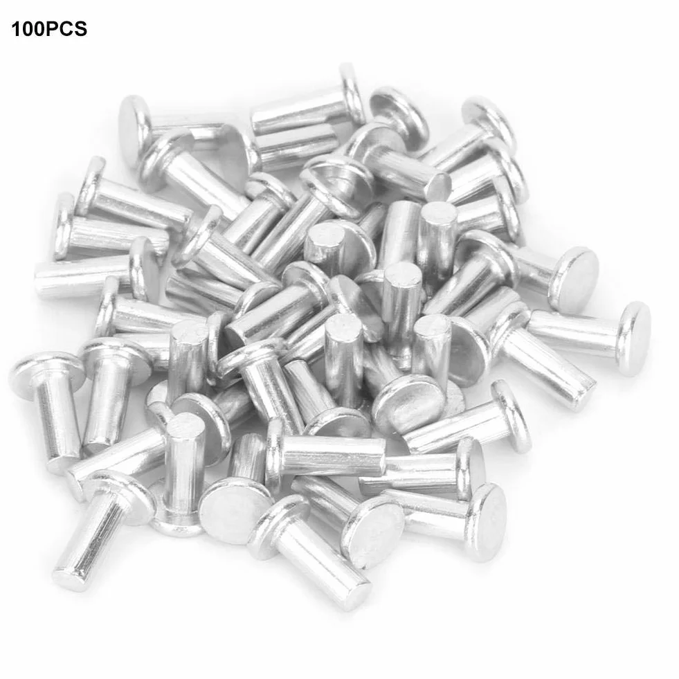 100 Sztuk Aluminiowych Nitów Ślepych M4x10mm do Montażu Blach Metalowych Przemysłowych i Domowych Nit Ślepy Płaski dla Profesjonalnego Użytku