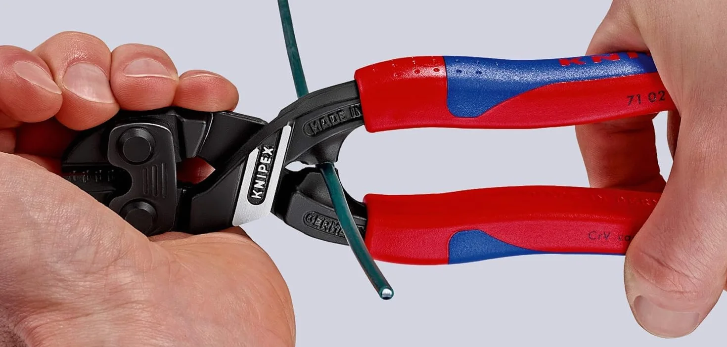 KNIPEX CoBolt Kompaktowe szczypce tnące przegubowe z wąskimi, wielokomponentowymi nasadkami, zintegrowany zaczep, 71 02 200 T