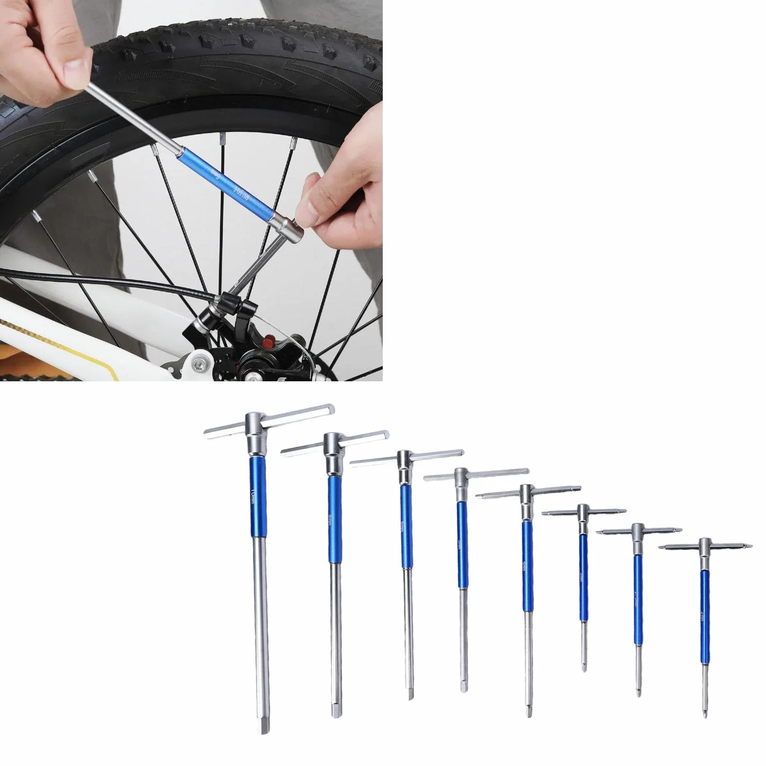 Goshyda Zestaw Kluczy Metrycznych T 2mm 2.5mm 3mm 4mm 5mm 6mm 8mm 10mm Antypoślizgowy Koniec Kulkowy Klucz Sześciokątny do Konserwacji Rowerów i Samochodów