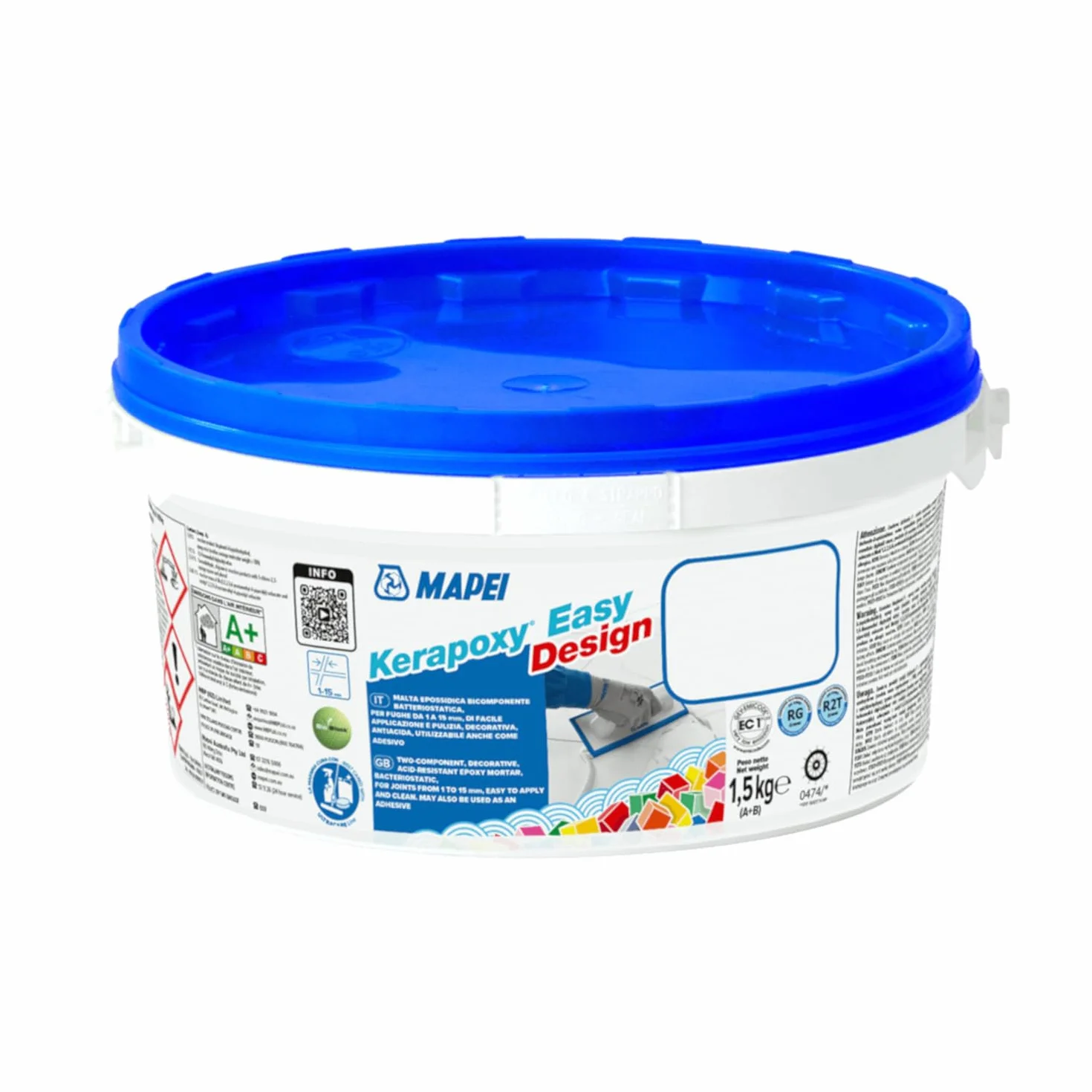 Mapei Kerapoxy Easy Design 1,5 kg - kolor 114 Antracyt - Fuga Epoksydowa, Kwasoodporna z BioBlock, do Płytek i Mozaiki 1-15 mm