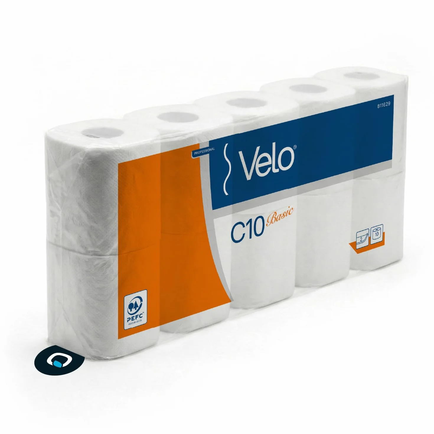 VELO 10 rolek papieru toaletowego 2 grubości biały biodegradowalny papier toaletowy 155 łez w rolce