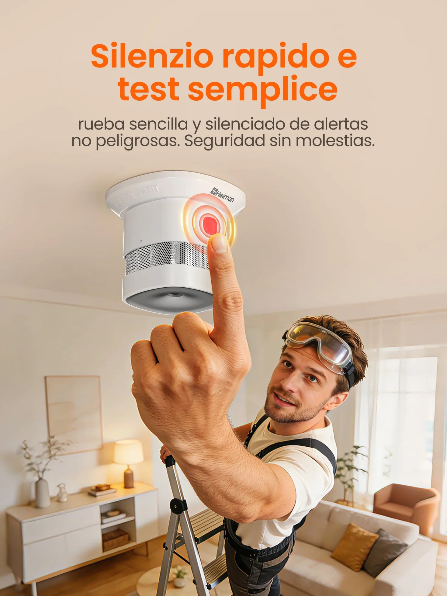 Heiman Detektor Dymu Zigbee 3.0 HS1SA-E-PLUS, Inteligentny Detektor Dymu, Wymienne Baterie 5 Lat, Czujnik Fotoelektryczny, Obsługa ZHA & Z2M (Wymaga Hub Zigbee), Zestaw 3