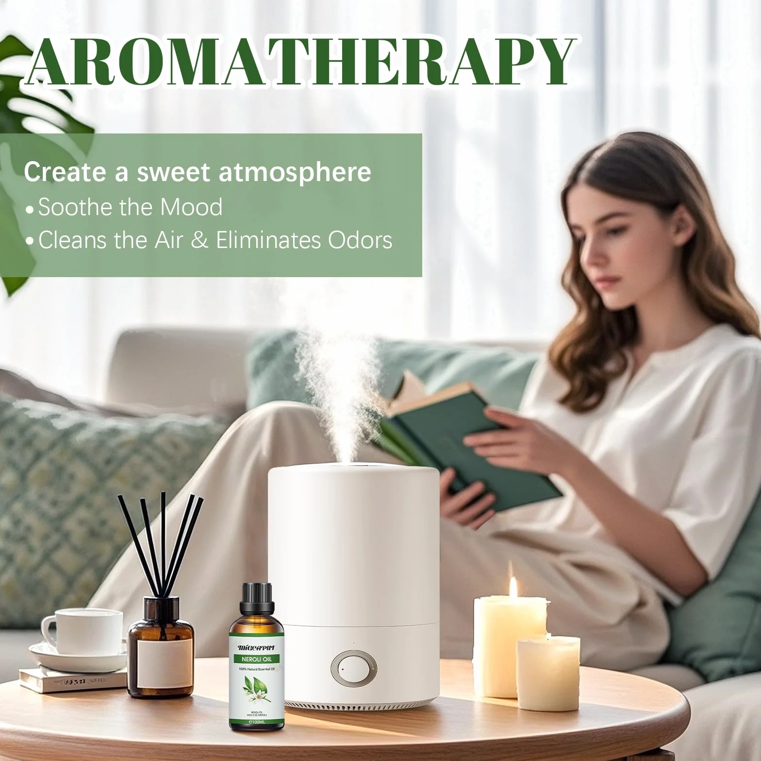 Migcaput Olejek eteryczny z neroli 100 ml, naturalny olejek zapachowy Neroli Essential Oils do dyfuzora, nawilżacza powietrza, aromaterapii, produkcji świec
