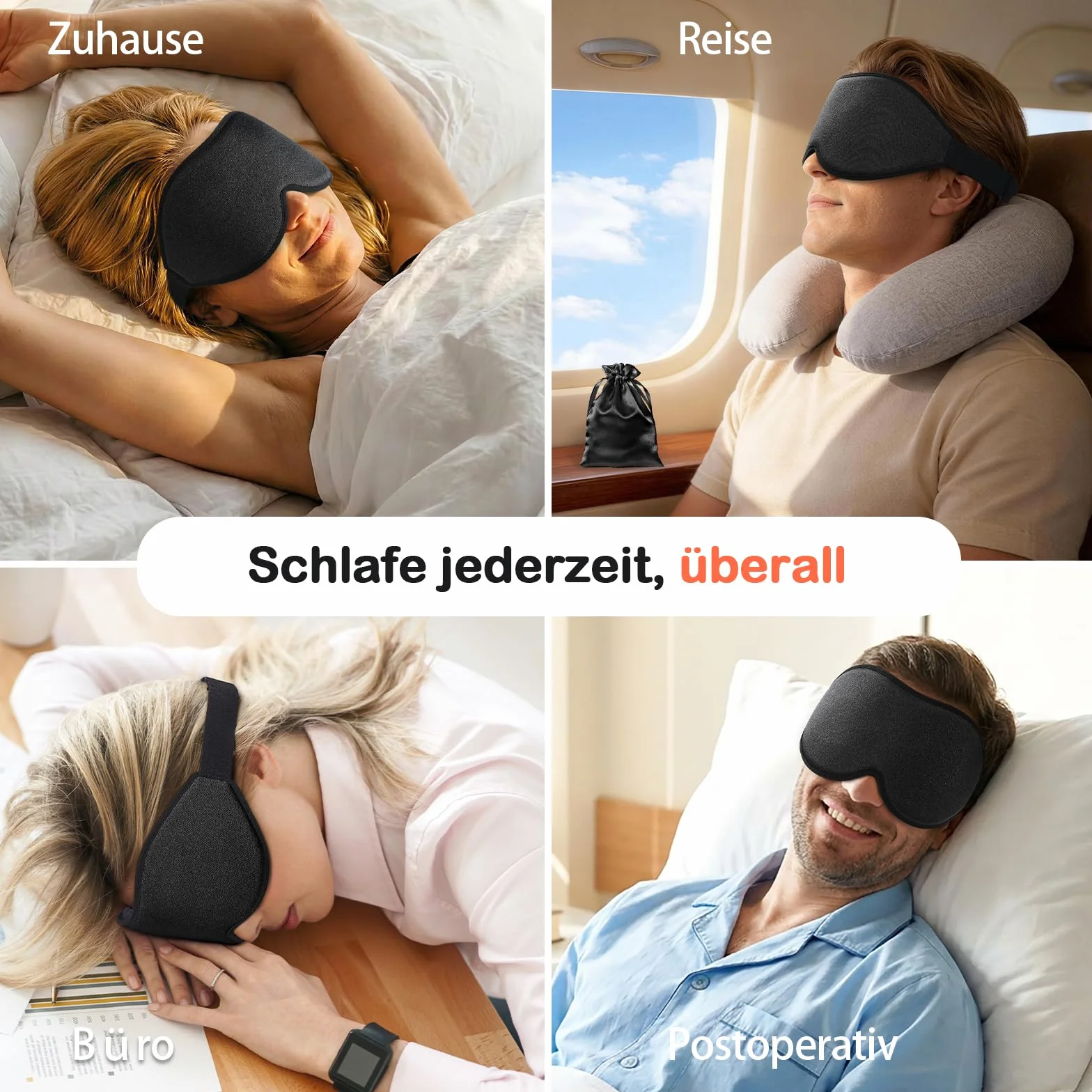 Innelo Maska do spania 3D, 100% nieprzejrzysta, z zapadniętym obszarem oczu, miękka i wygodna, z torbą, dla kobiet i mężczyzn, idealna do podróży (czarna)