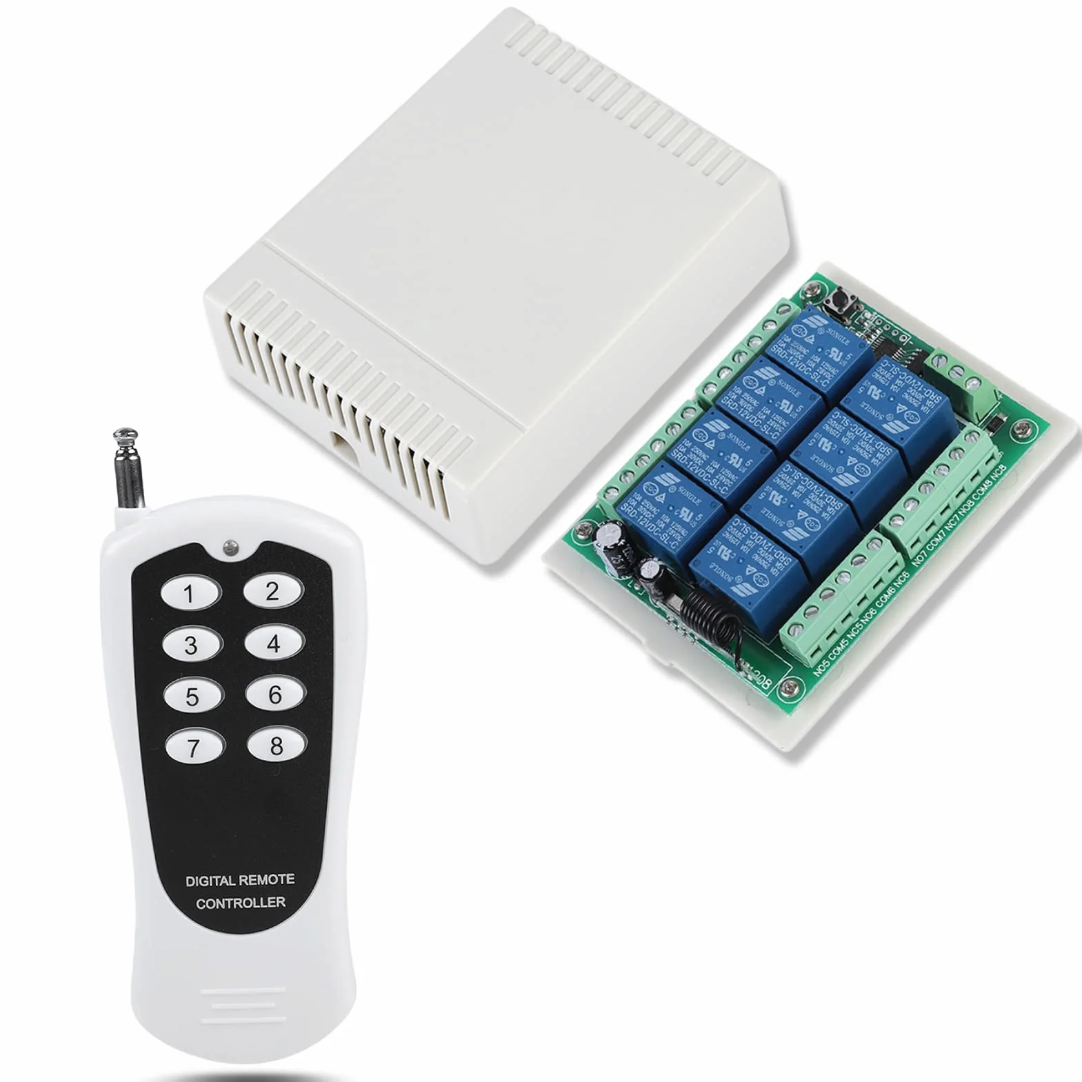 Drahtlose 12-V-DC-Fernbedienung 433 MHz 8-Kanal-Empfänger mit Sender 100 m Reichweite