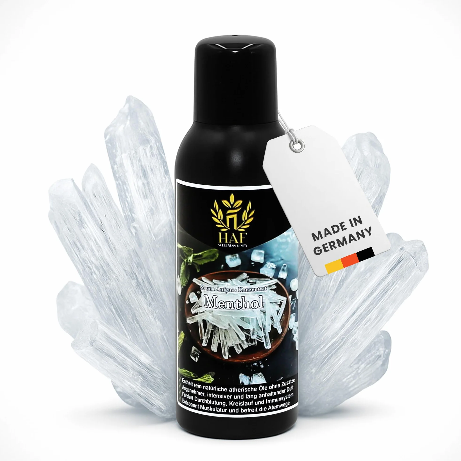 HAF Koncentrat do sauny, mentol, 100 ml, zapach sauny z naturalnymi olejkami eterycznymi, napar do sauny bez sztucznych dodatków, olejek do sauny zapewniający intensywny i długotrwały zapach