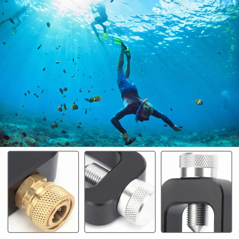 DIDEEP Adapter Butli do Napełniania Nurkowego, Aluminium Lotnicze - Adapter do Butli Nurkowej do Transportu Tlenu - Duża do Małej Butelki - Interfejs: 8 MM - Konwerter