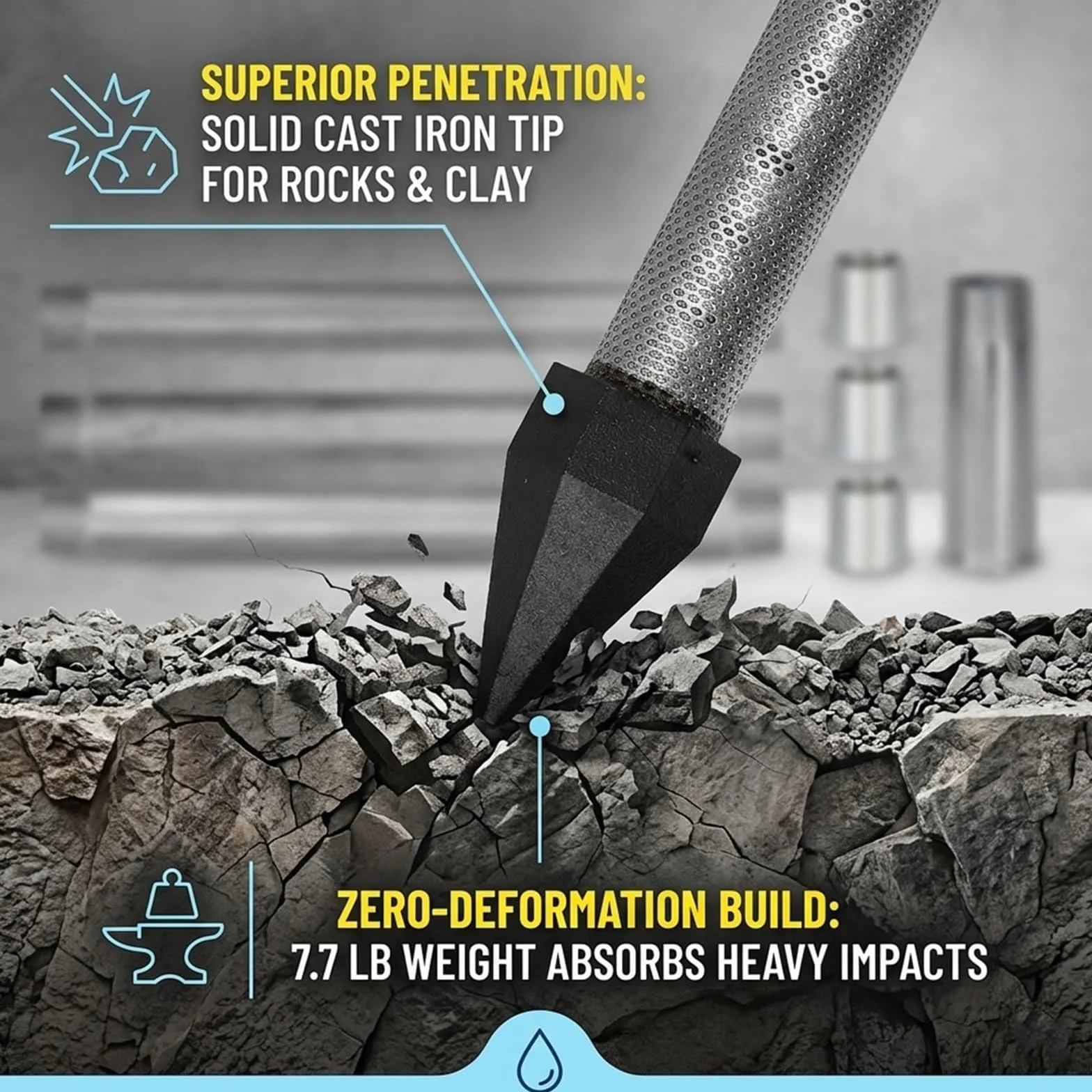 Zestaw studni Sand Point, 1-1/4" ze stali nierdzewnej do wiercenia studni z przesiewaczem 36" 60 mesh i 5 ocynkowanymi rurami, do miękkiej gleby