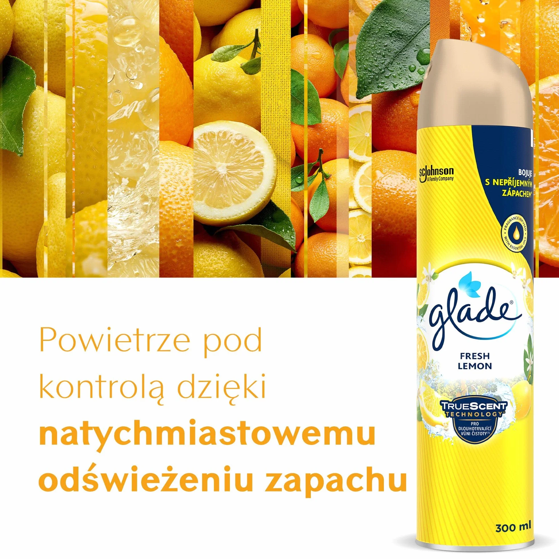Glade Fresh Lemon odświeżacz powietrza w aerozolu o zapachu cytrusowym