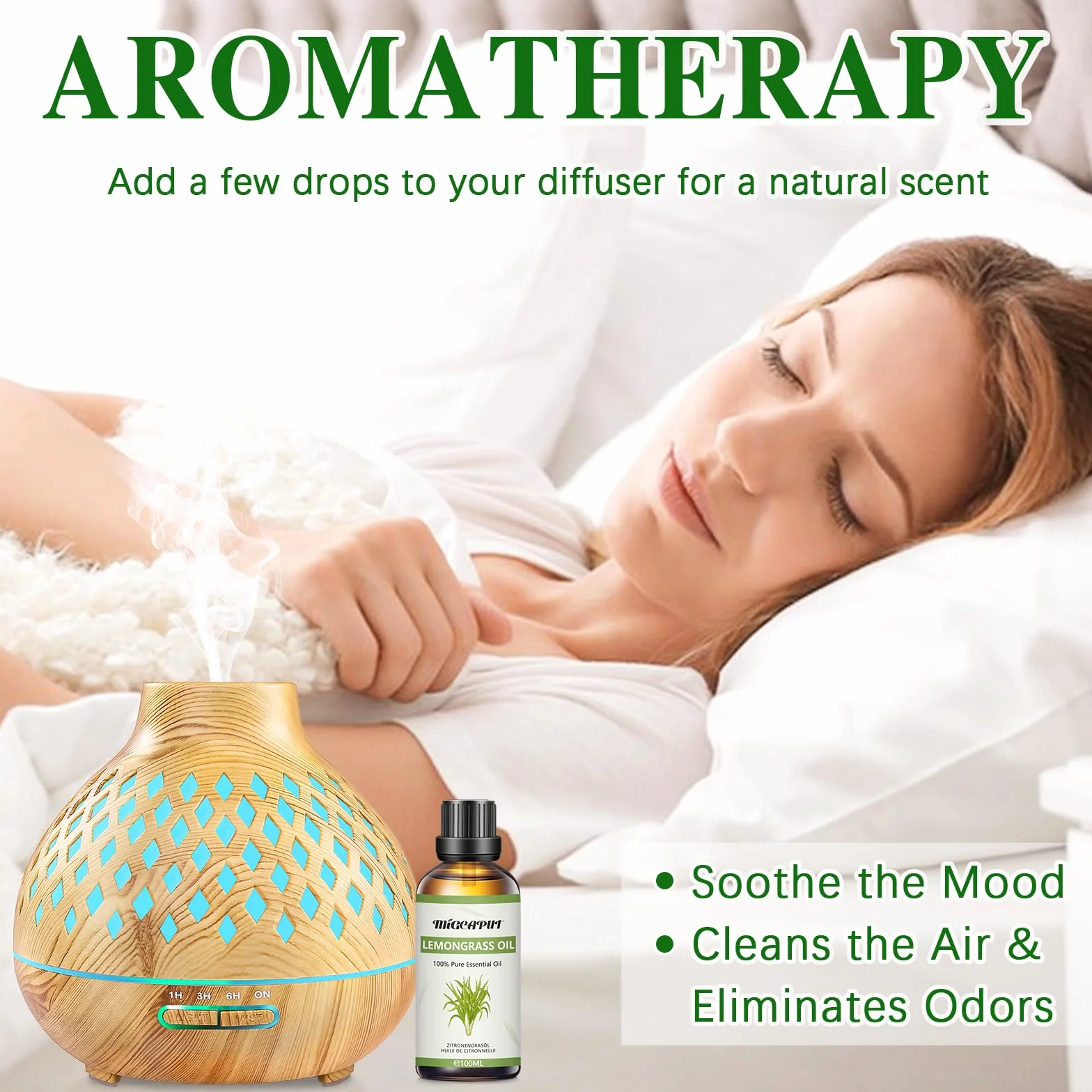 MIGCAPUT Olejek Eteryczny z Trawy Cytrynowej 100ML Naturalny do Aromaterapii Dyfuzora SPA Masażu
