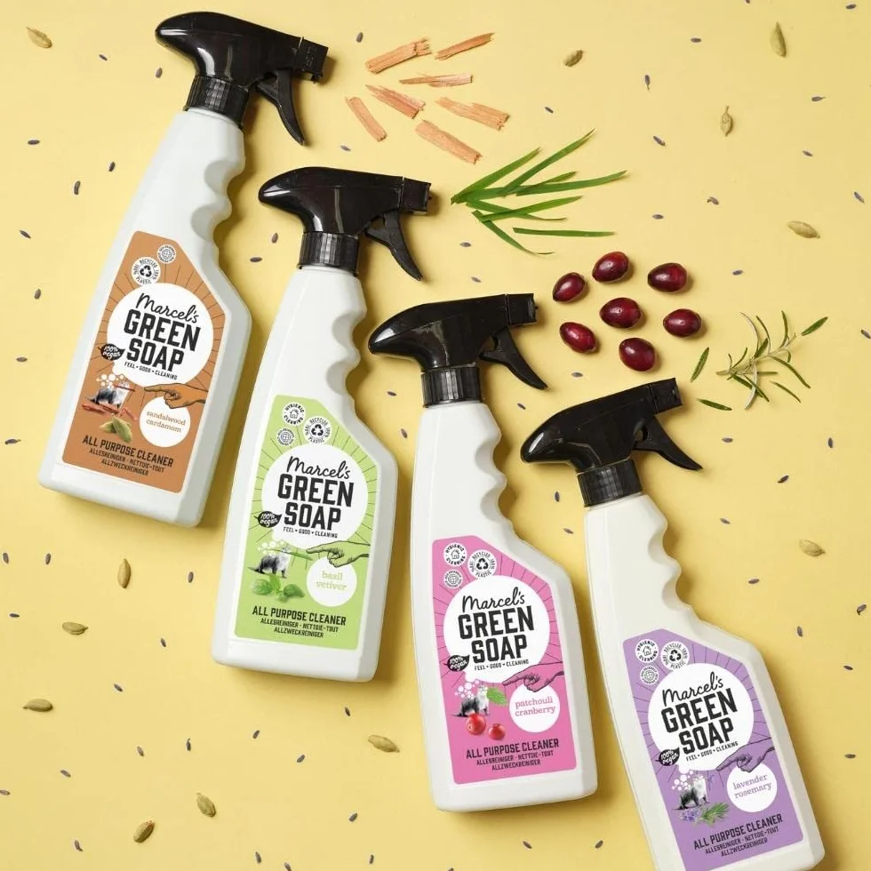 Marcel's Green Soap - Uniwersalny spray bazylia i wetiweria - spray czyszczący - przyjazny dla środowiska - wegański - 99% biodegradowalny - 500 ml