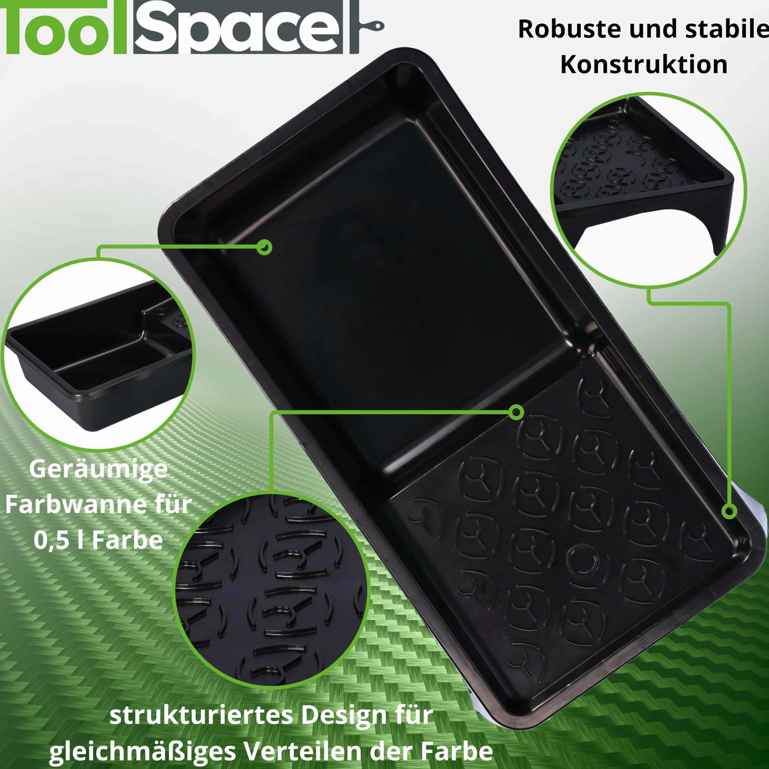 ToolSpace | ZESTAW MALARSKI | Wałek GĄBKOWY Moltopren 5cm, 7cm, 10cm rączka kuweta | Wałek malarski, do ścian, płaskich powierzchni, tacka na farbę