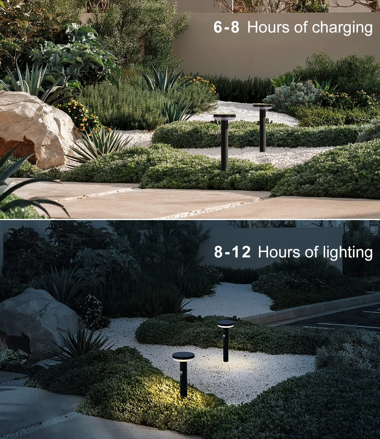 DAWALIGHT Zewnętrzna solarna lampa podłogowa LED z gniazdem 3 trybami 3000K, oświetlenie ścieżki ogrodowej z czujnikiem ruchu, okrągły IP44, wodoszczelne, do ogrodu, na patio, ścieżki
