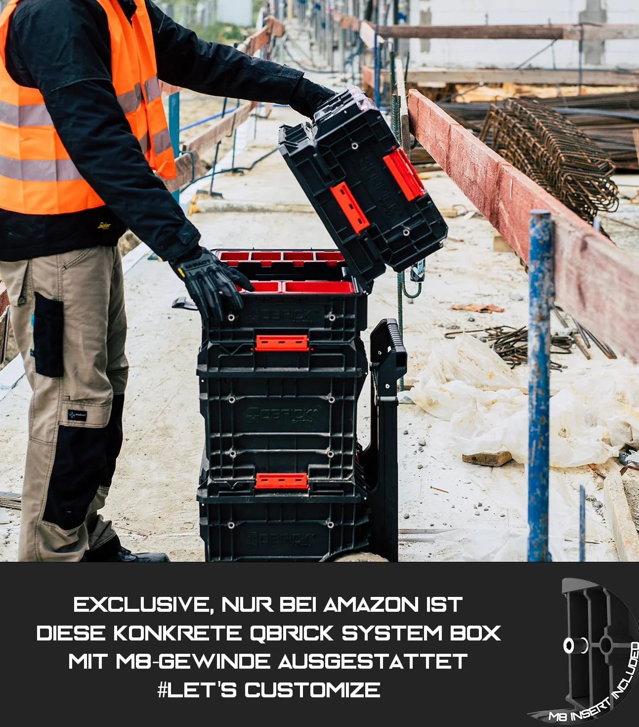 Qbrick System Skrzynka narzędziowa skrzynka narzędziowa Pusta skrzynka na narzędzia PRO Drawer 2 Toolbox 2.0 Basic czarna czerwona 450 x 310 x 244 mm