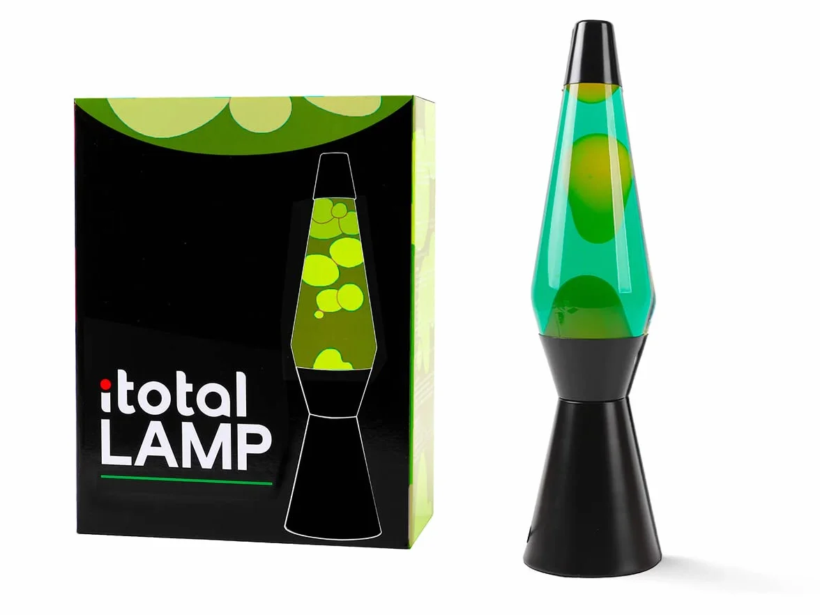 I-TOTAL - Lampa lawowa LED z woskowym rezystorem grzewczym, bez żarówki (czarna podstawa, ciecz zielona, 36 cm)