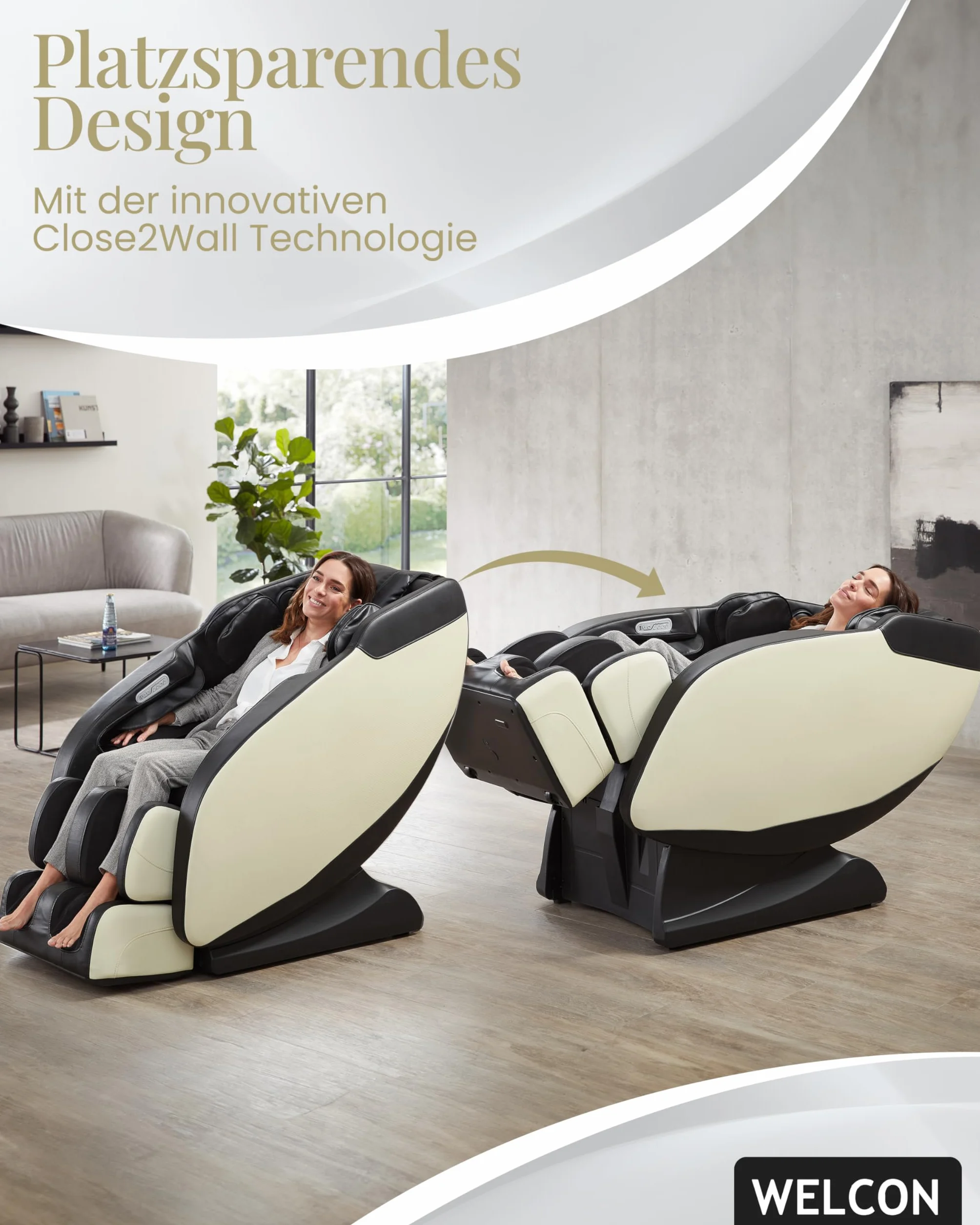WELCON Fotel do masażu Prestige II 3D Zero Gravity z ogrzewaniem czarno-biały