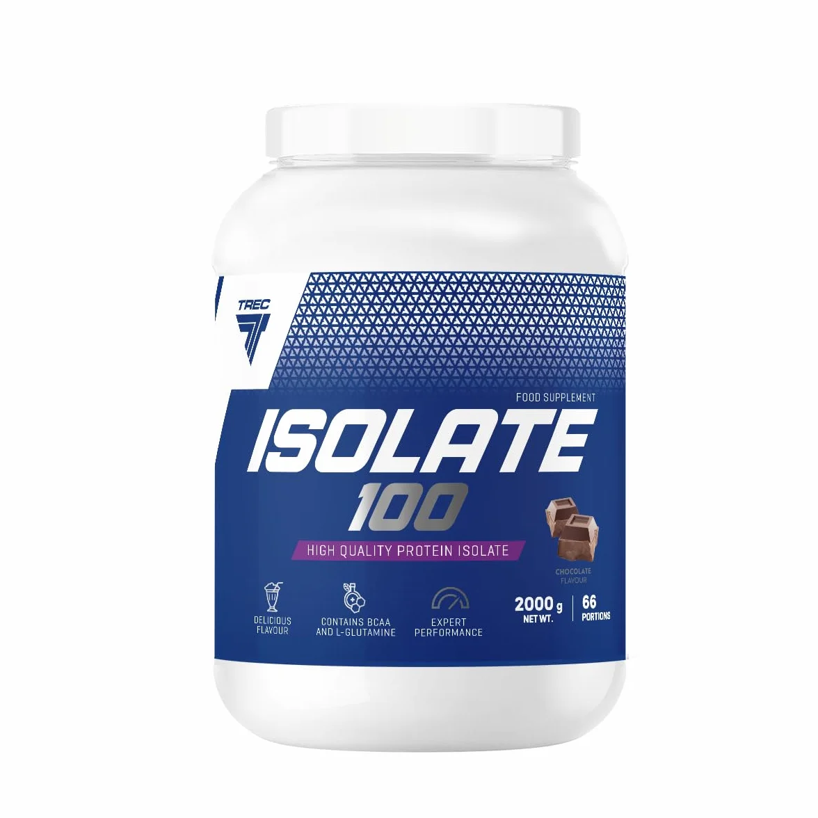 Trec Nutrition - ISOLATE 100 2000 g JAR CHOCOLATE - CFM izolat białka serwatkowego, aminokwasy, idealny na rano i po treningu