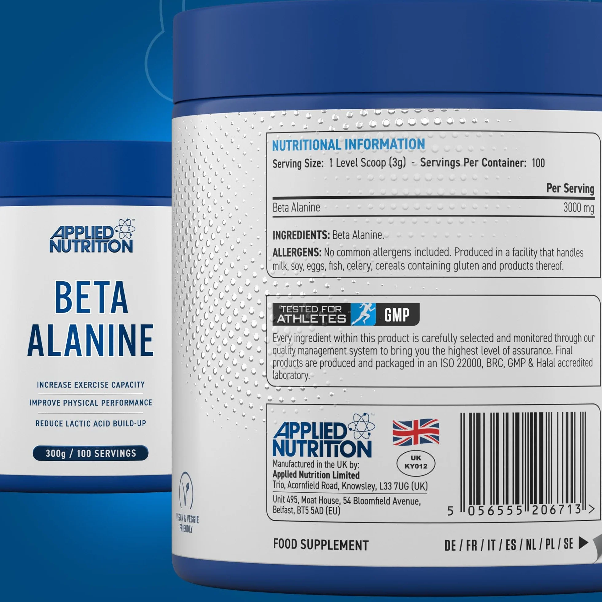 Applied Nutrition Beta-Alanine, 3000mg - 300g