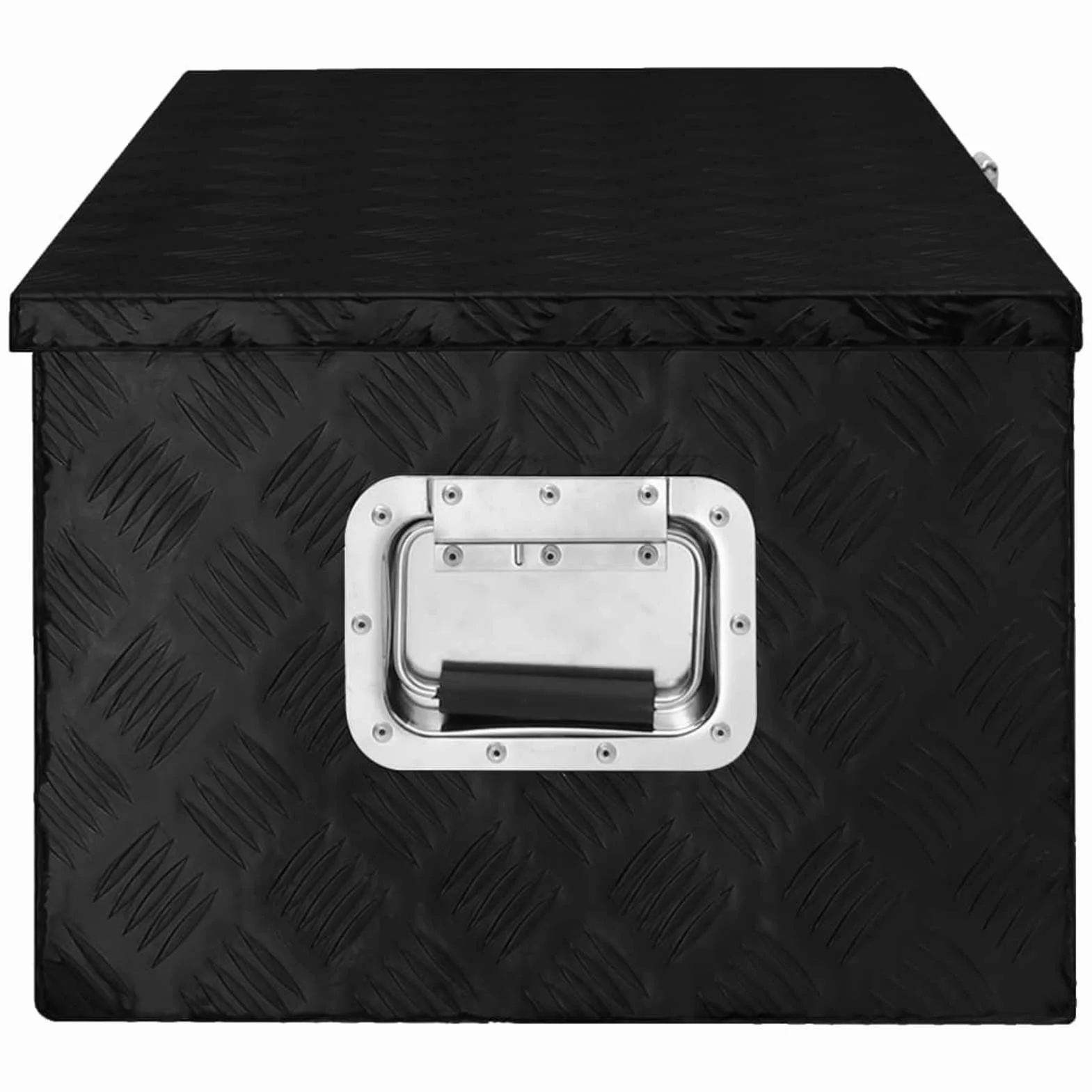 ShGaxin Aluminiowa skrzynka magazynowa czarna 90x47x33,5 cm, metalowa skrzynka narzędziowa, skrzynka na narzędzia, aluminiowe pudełko