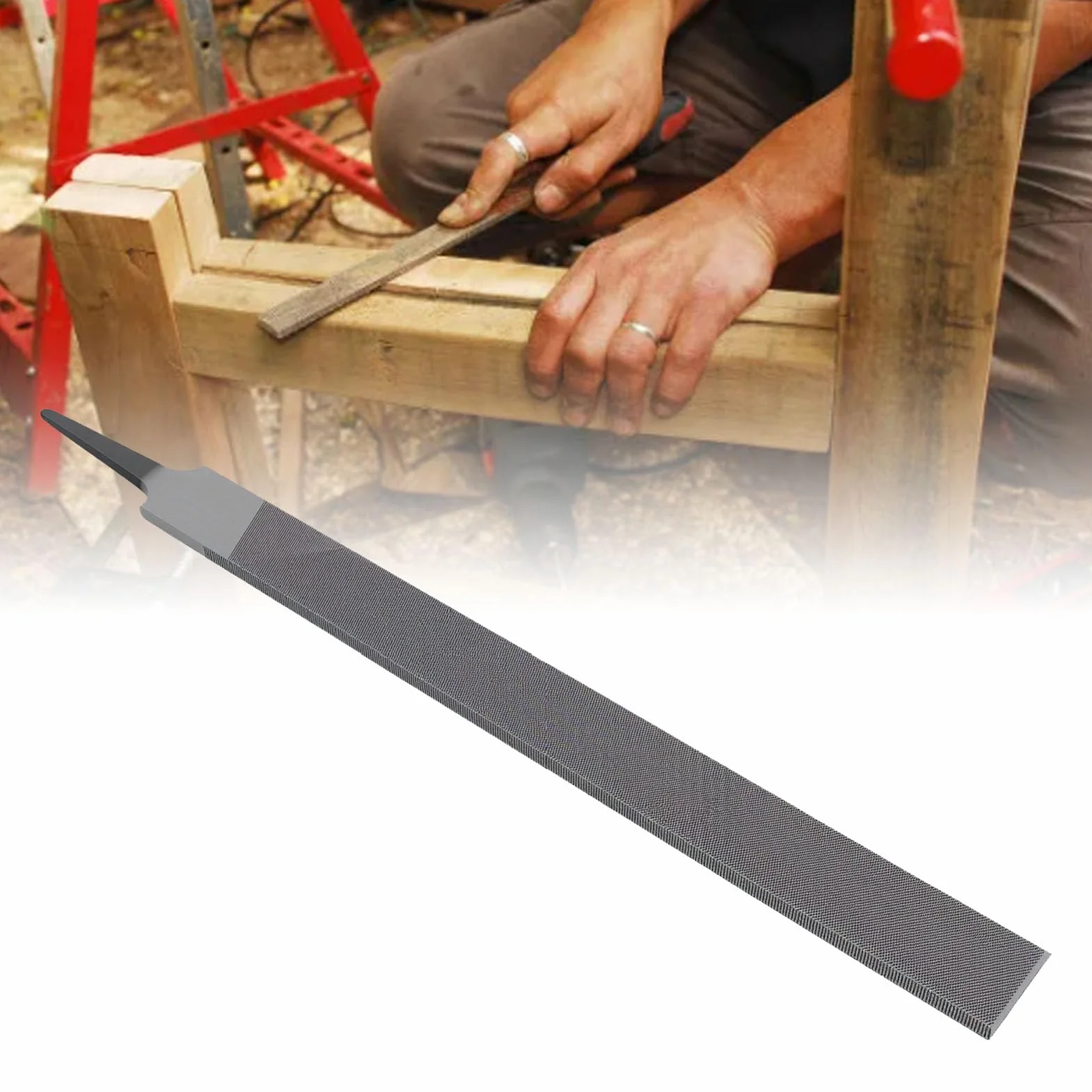 Fafeicy Pilnik Płaski ze Stali Wysokowęglowej 250 Mm z Podwójnym Nacięciem do Metalu, Precyzyjne Narzędzie Ręczne do Gratowania Kształtowego (Gruboziarnisty 10PCS)