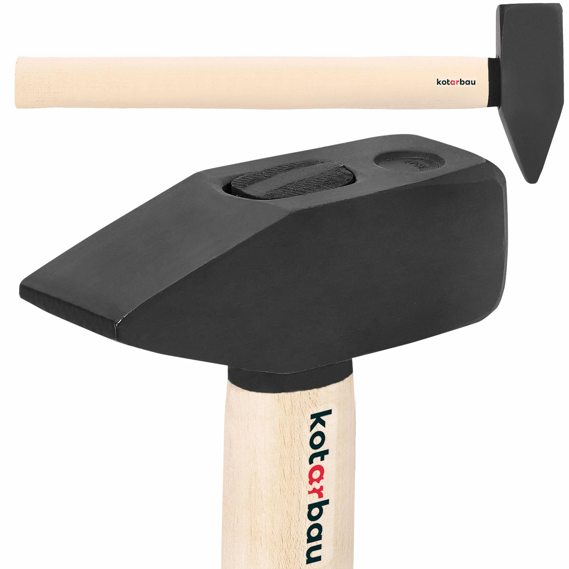 KOTARBAU® Młotek Ślusarski - 3 kg - Młotek Stalowy do Gwoździ - Drewniany Trzonek - 50 cm