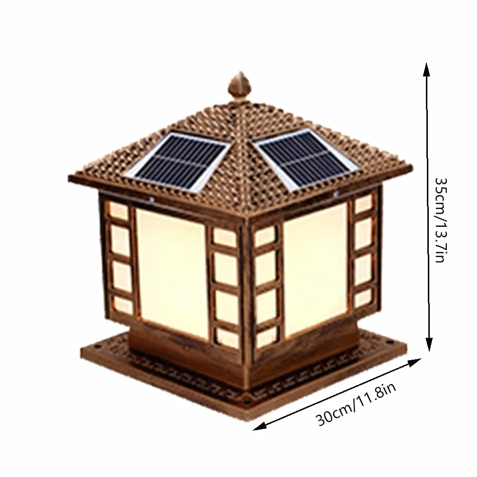 RCIDOS Solarny Wodoodporny Wystrój Aluminiowy Klosz Lampy Na Filarze 1-pakowa Lampa Czołowa Słupkowa W Stylu Europejskim Z Akrylową Oprawą Lampową Vintage Oświetlenie Ogrodowe