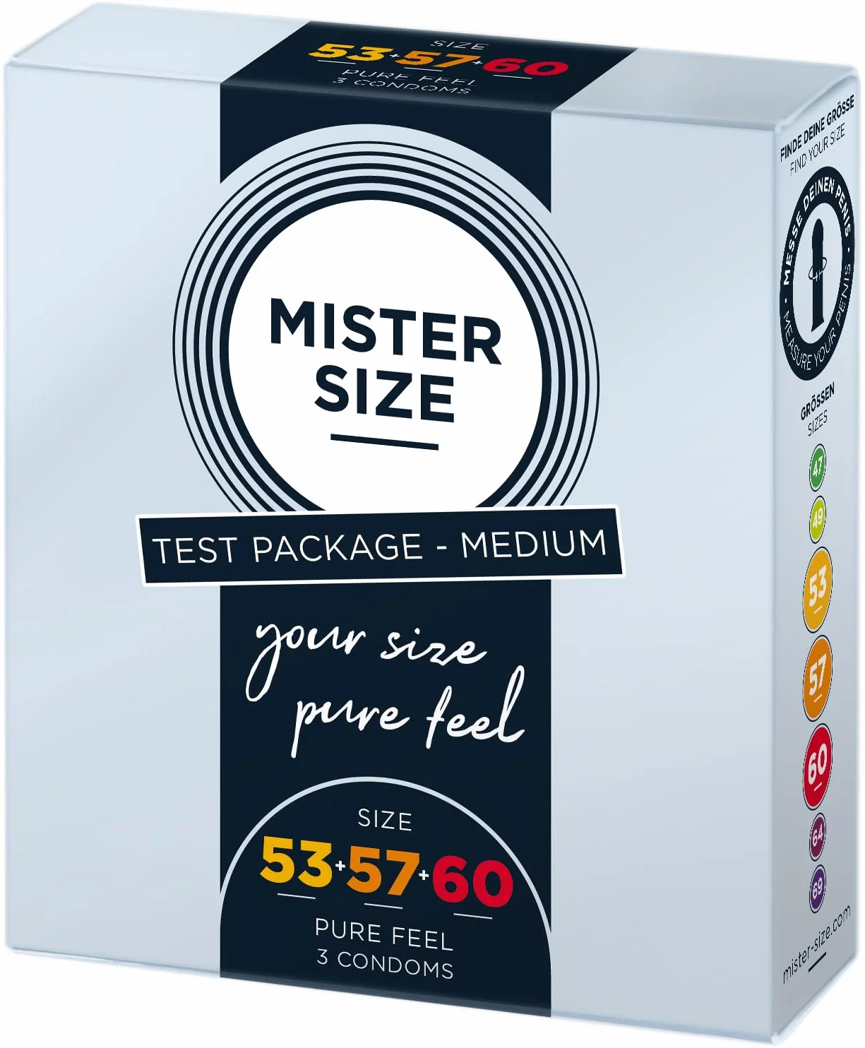 MISTER SIZE Prezerwatywy Ultra Cienkie Nawilżane Naturalny Lateks 3 szt. Zestaw próbny