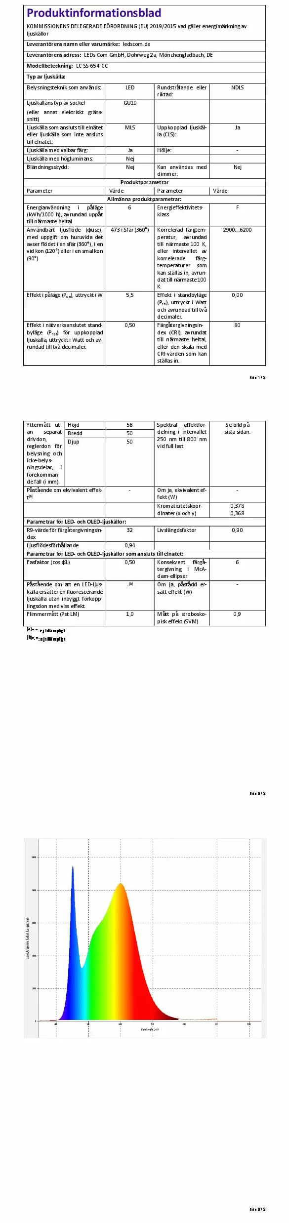 ledscom.de 2 spoty ścienne WAIKA, jednopłomienne, z przełącznikiem, GU10, biały mat, w zestawie z lampą LED Smart Home RGBW GU10, 5.41W, 473lm