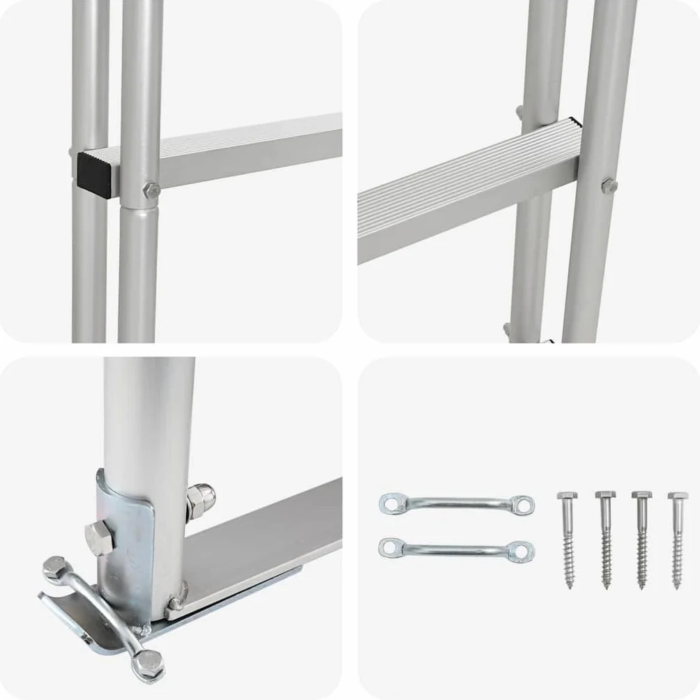 vidaXL Drabinka dokowa 4-stopniowa Srebrny 45 ×11,5 ×162 cm Aluminium