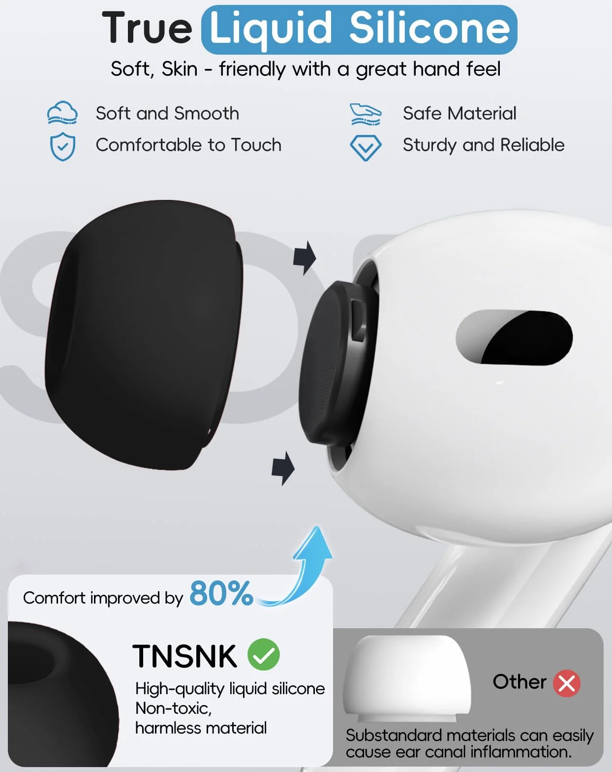 Zamienne zatyczki do uszu do AirPods Pro 2nd/1. generacji 4 pary z otworem do redukcji szumów