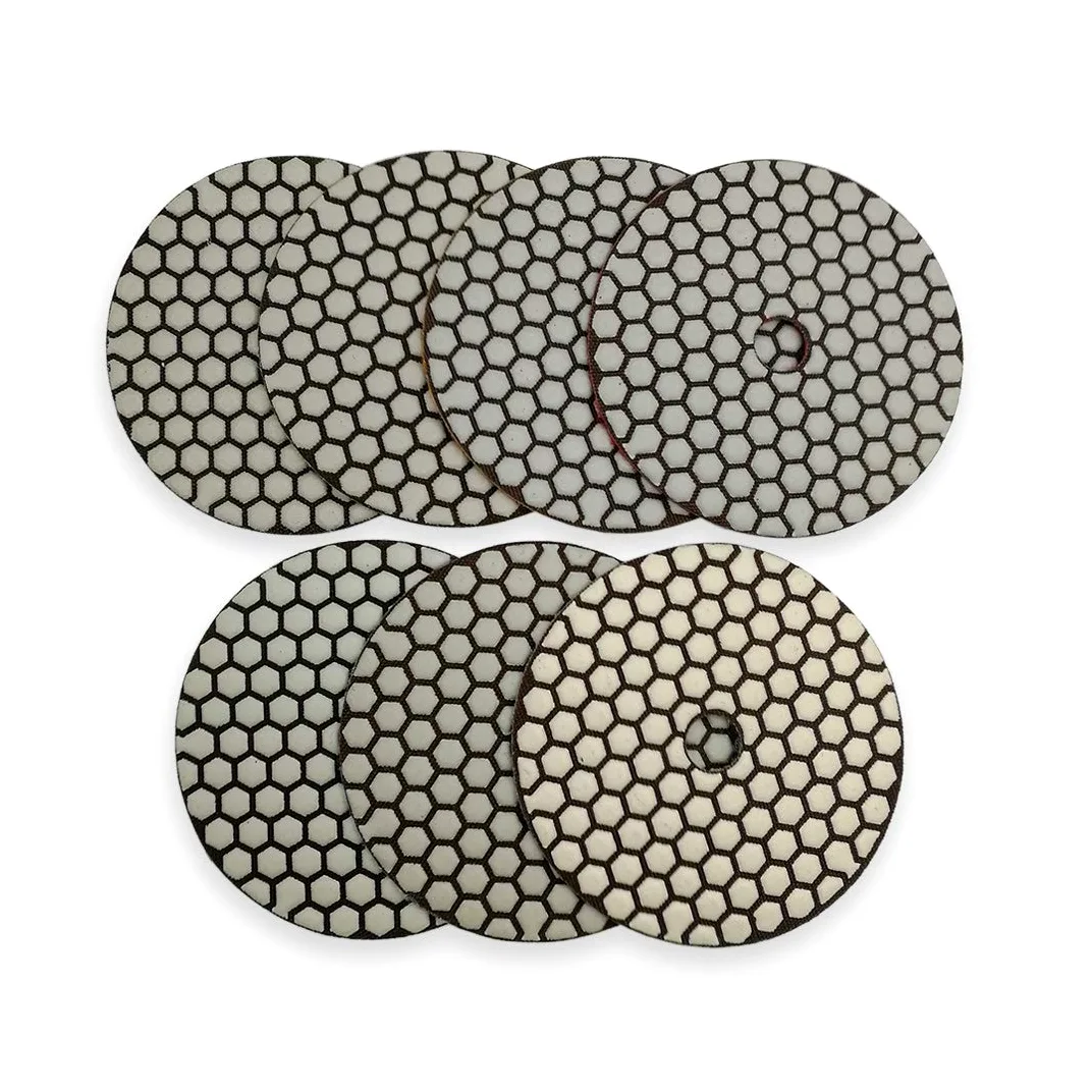 DT-DIATOOL Suche diamentowe podkładki polerskie 5 cali/125 mm 7 sztuk mieszane ziarnistości do granitu marmuru ceramicznego