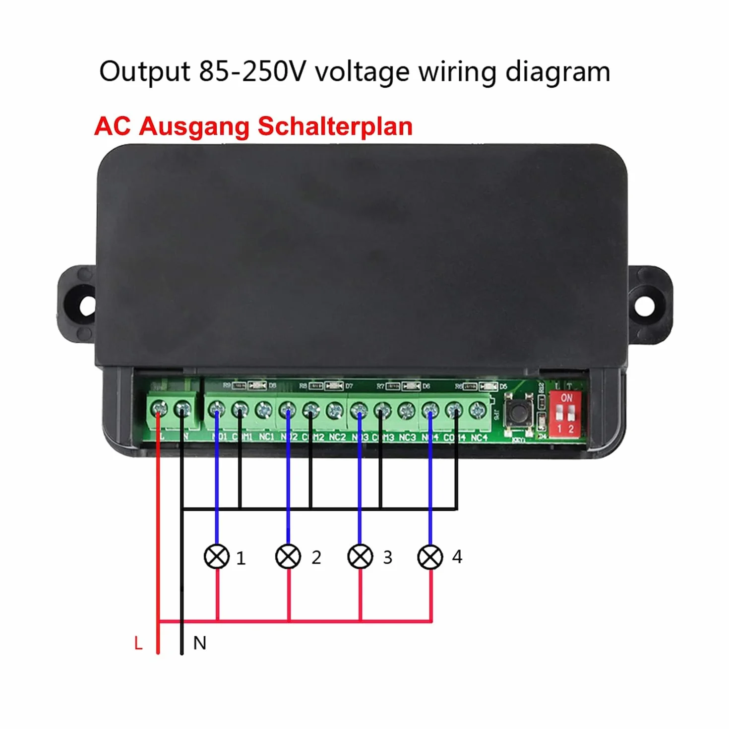 AC 110 V, 220 V, 4 CH, 10 A, 433 MHz, RF, bezprzewodowy przełącznik zdalnego sterowania, pilot zdalnego sterowania, przełącznik oświetleniowy do silników LED z 4 metalowymi nadajnikami ręcznymi