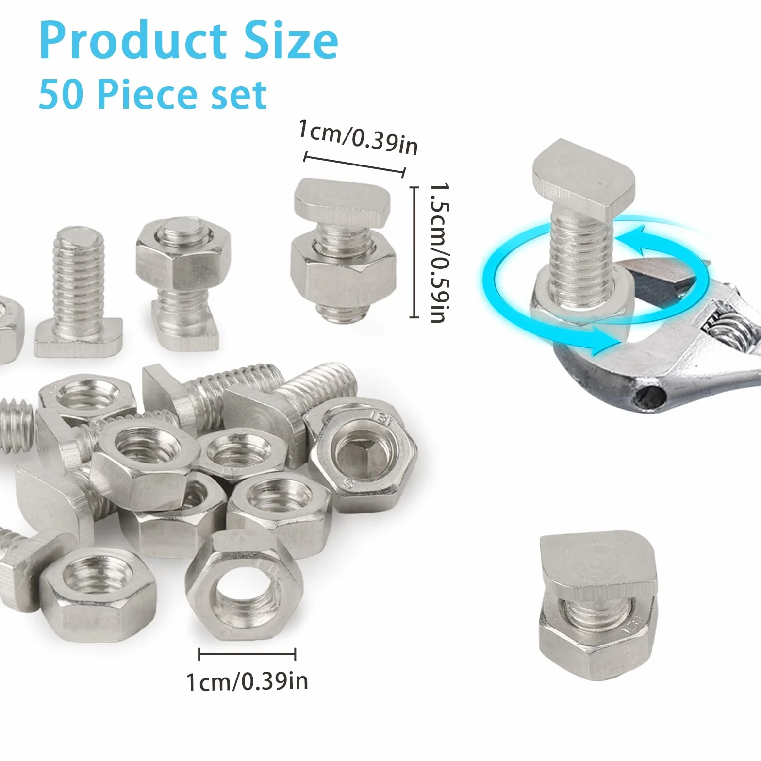 50 aluminiowych śrub M6 x 12 do szklarnia, śruby do szklarni, aluminium