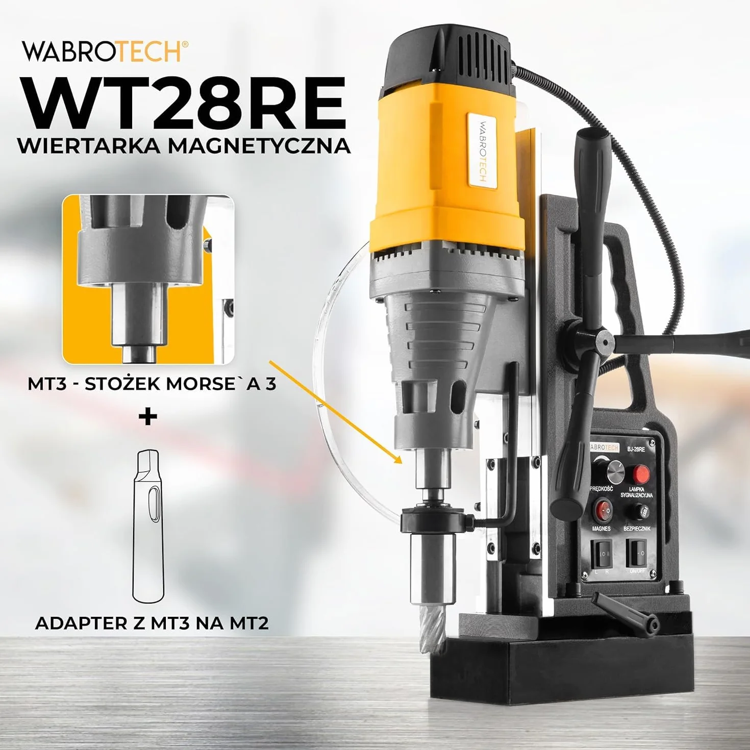 Wiertarka magnetyczna 2080W wiertarka rdzeniowa WABROTECH WT28RE (zestaw wielofunkcyjny)