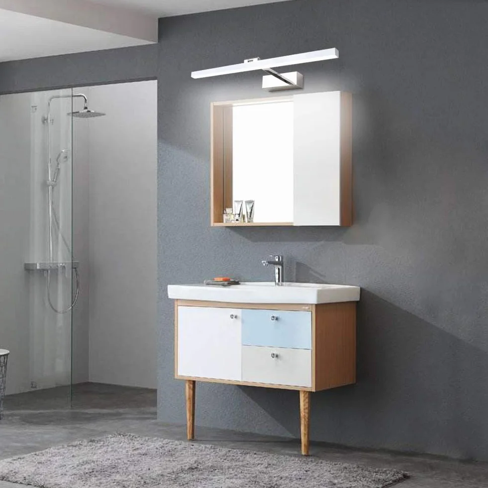 Klighten Lampa lustrzana LED obracana o 180° lustro oświetlenie szafki łazienka 14 W 60 cm lampa ścienna LED 5000 K-5500K, chrom