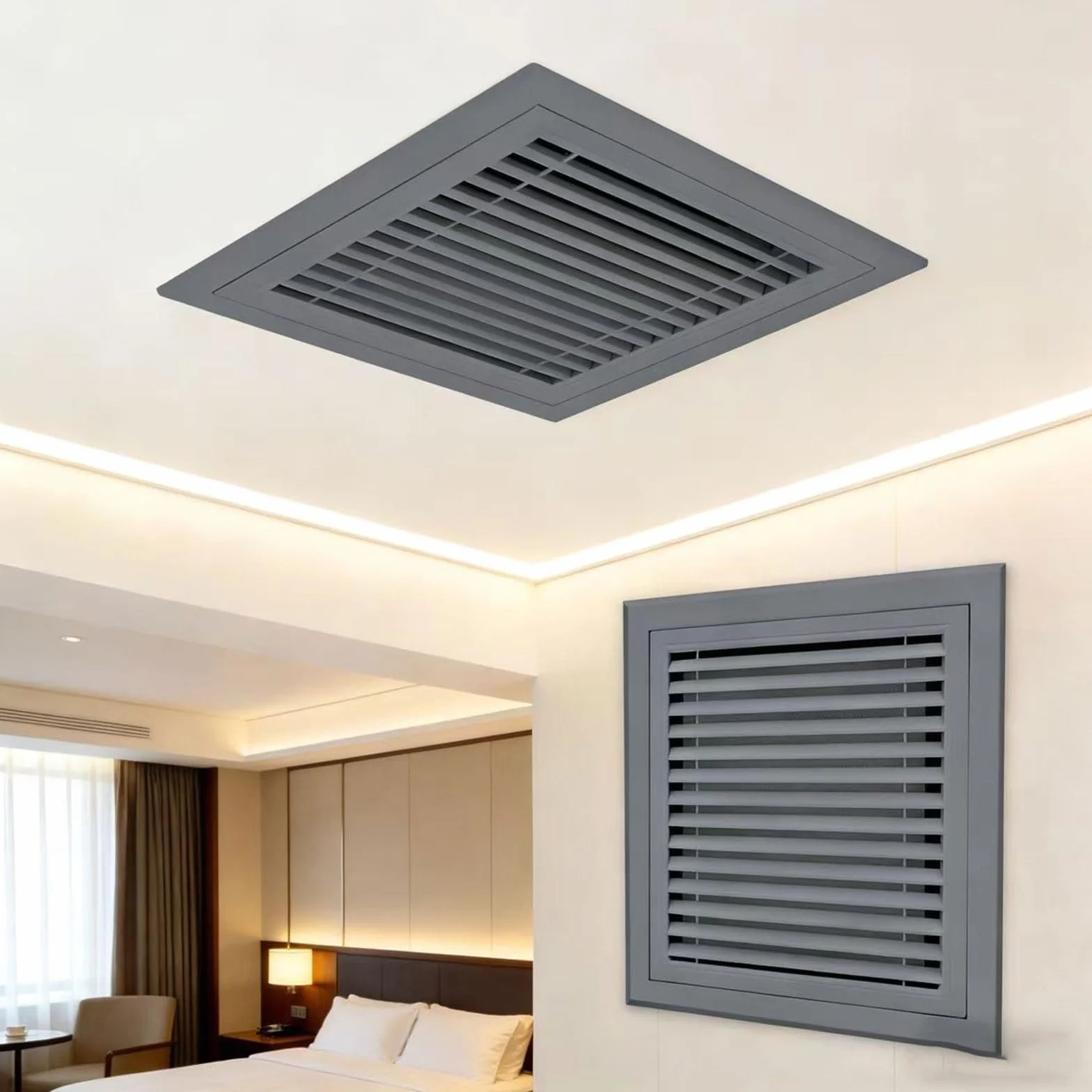 Osłona dyszy powietrza, kratka powrotna ze stali szarej 22 x 32 cale - osłona dyszy HVAC ze zdejmowanymi drzwiami do filtrów 1" - akcesoria do obudowy