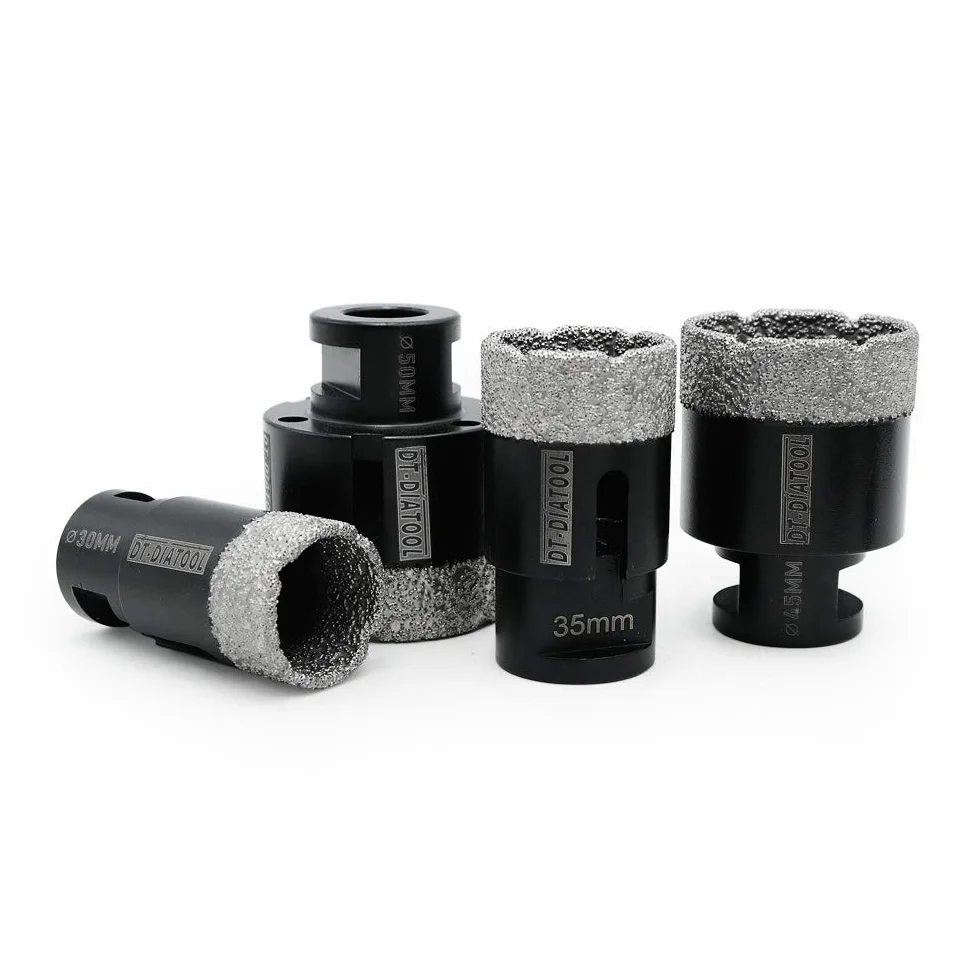 DT-DIATOOL Zestaw wierteł diamentowych 30/35/45/50 mm do wiercenia na sucho płytek porcelanowy marmur ceramiczny granit