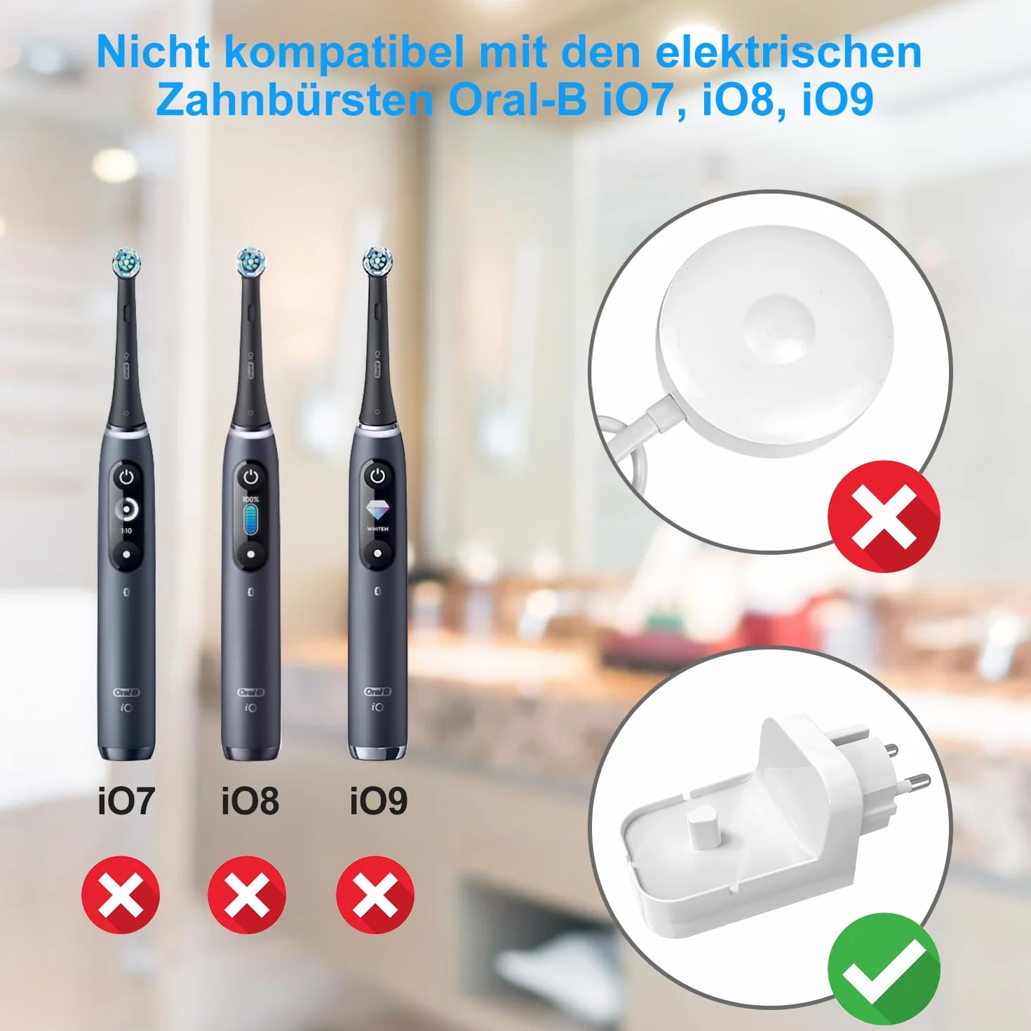 Stacja ładująca, ładowarka ścienna, bezprzewodowa do modeli Braun Oral-B, elektryczna szczoteczka do zębów, gniazdo EU, ładowarka do Genius X, iO3, iO4, iO5, iO6, Pro, Vitality, inteligentna