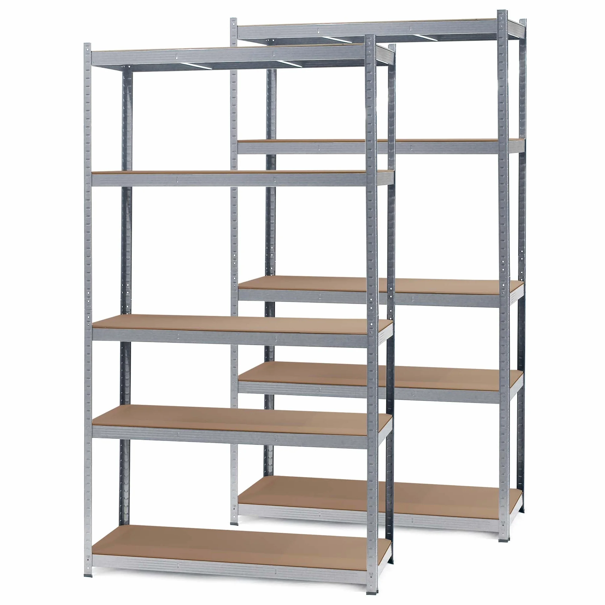 Wiltec 2x Regał magazynowy z ocynkowanej stali 100 x 60 x 200 cm, regał garażowy do 1000 kg z montażem bez narzędzi, regał do piwnicy i magazynu