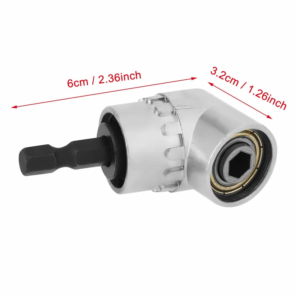 LiebeWH Adapter do wiertarki kątowej, adapter wiertarski 90 stopni, adapter do wiercenia pod kątem prostym, adapter kątowy 105 stopni, 1/4 cala przedłużająca końcówka wiertła