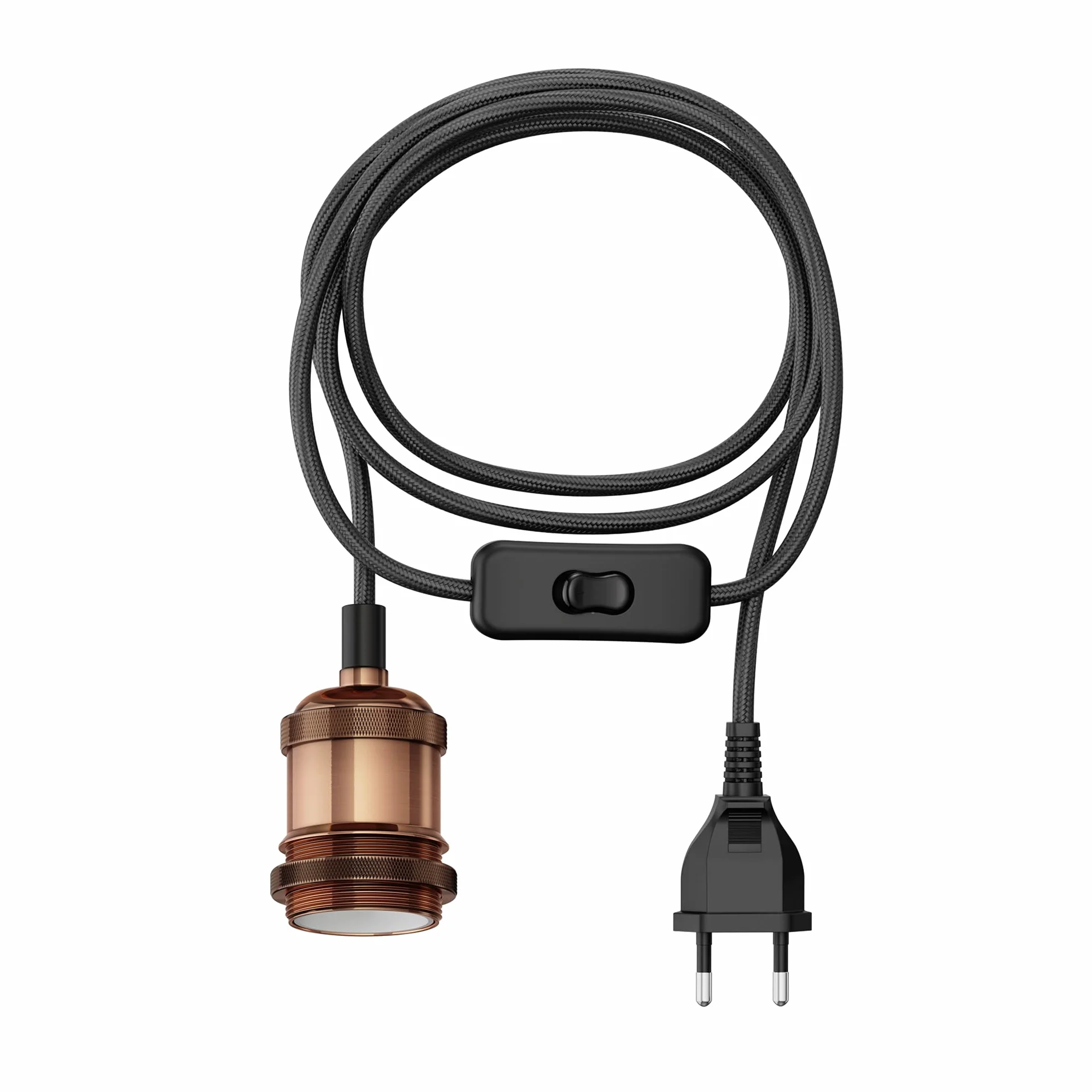 ledscom.de Kabel tekstylny RETRA, wtyczka, przełącznik, brąz matowy, 3 m, gniazdo lampy, 1x E27 maks. 60W