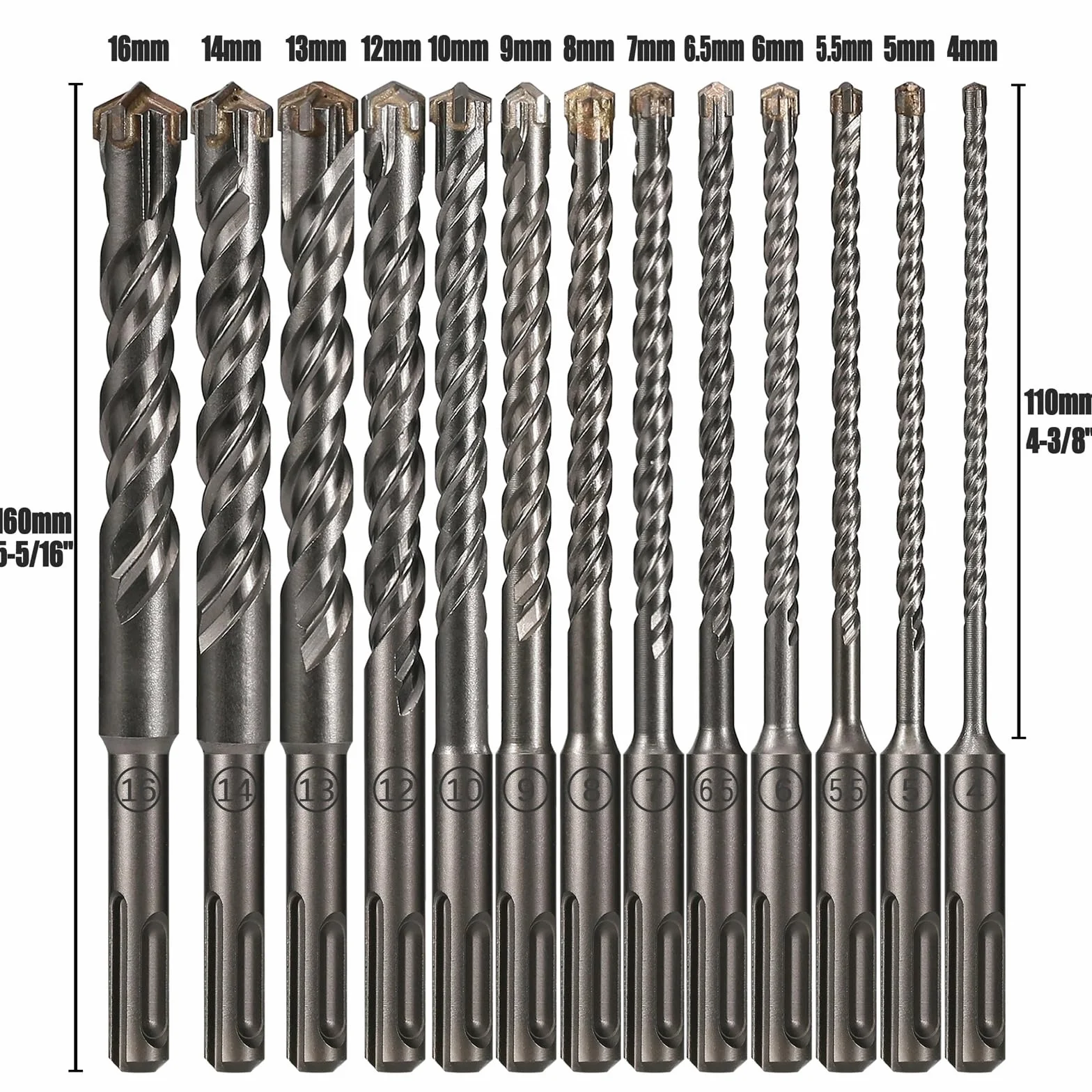 1Pc Concrete SDS Plus 5-16mm Bit Cross Cutter Head Double Auger Hammer 160mm Wall Brick Block Electric Hammer Masonry Bit(160mmX13pcs)