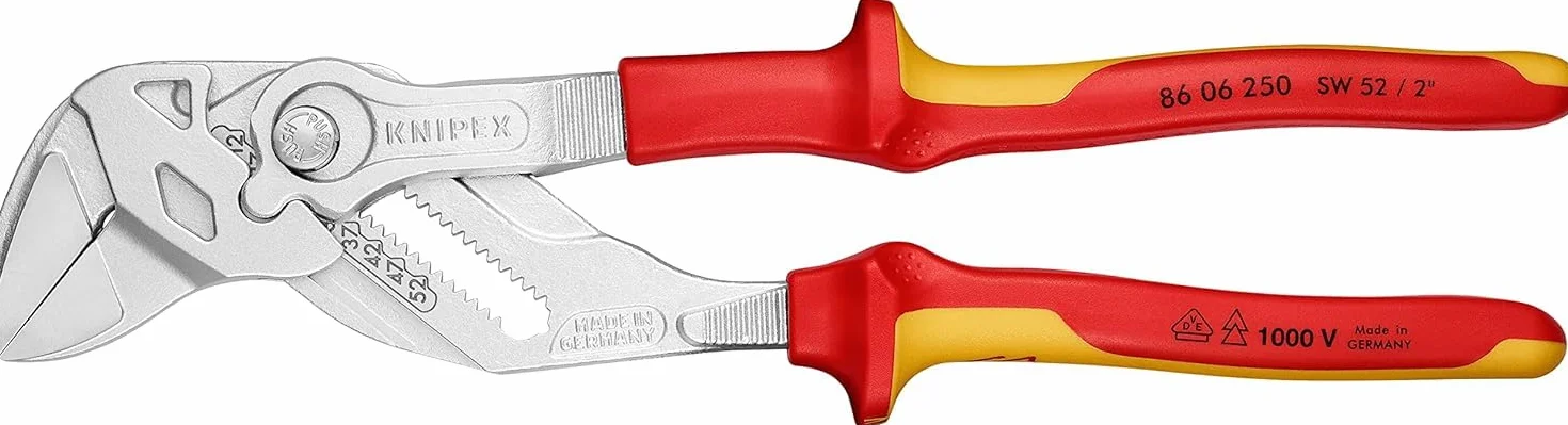 KNIPEX Szczypce-klucz szczypce i klucz w jednym narzędziu w opakowaniu z zawieszką chromowany z wielokomponentowymi osłonkami, 86 06 250 SB