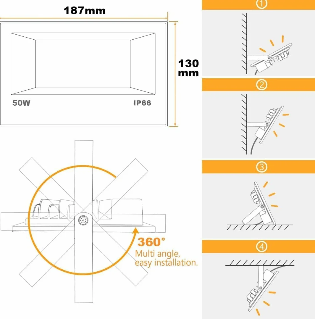 HEKEE Reflektor zewnętrzny LED 40W RGBW 4000 lumenów IP66