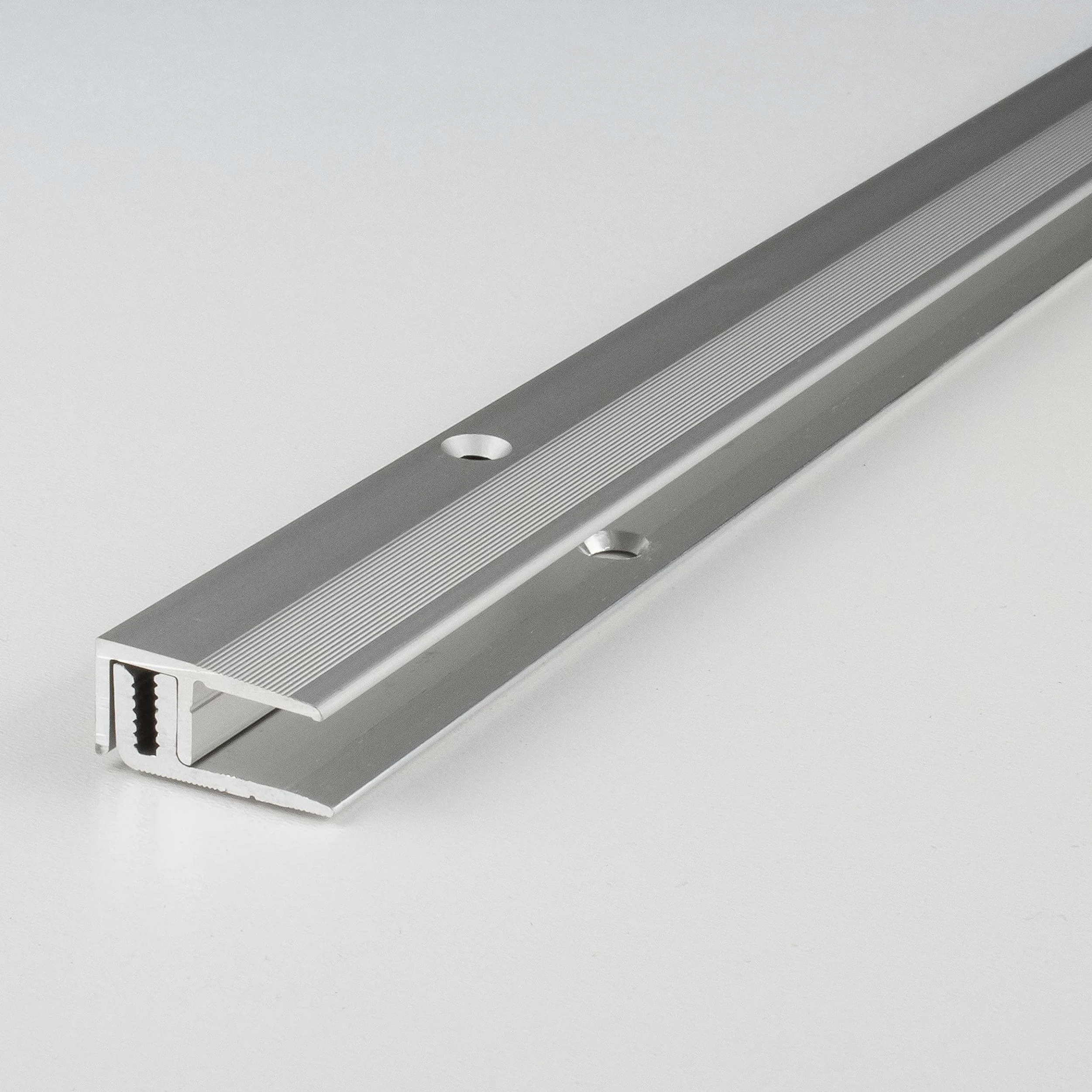 PROVISTON | Profil końcowy | aluminium anodowane | srebrny | szerokość 21 mm | wysokość 7-15 mm | długość 1000 mm | nawiercony | profil wpuszczany | listwa wykończeniowa | profil podłogowy | 1 sztuka