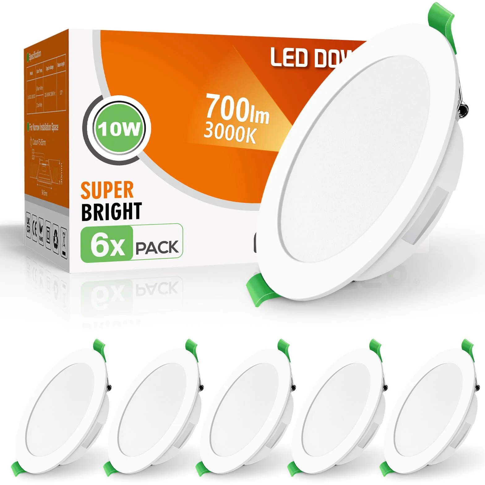 ALUSSO reflektory LED wpuszczane 10W 230V 700lm 3000K IP44 płaskie