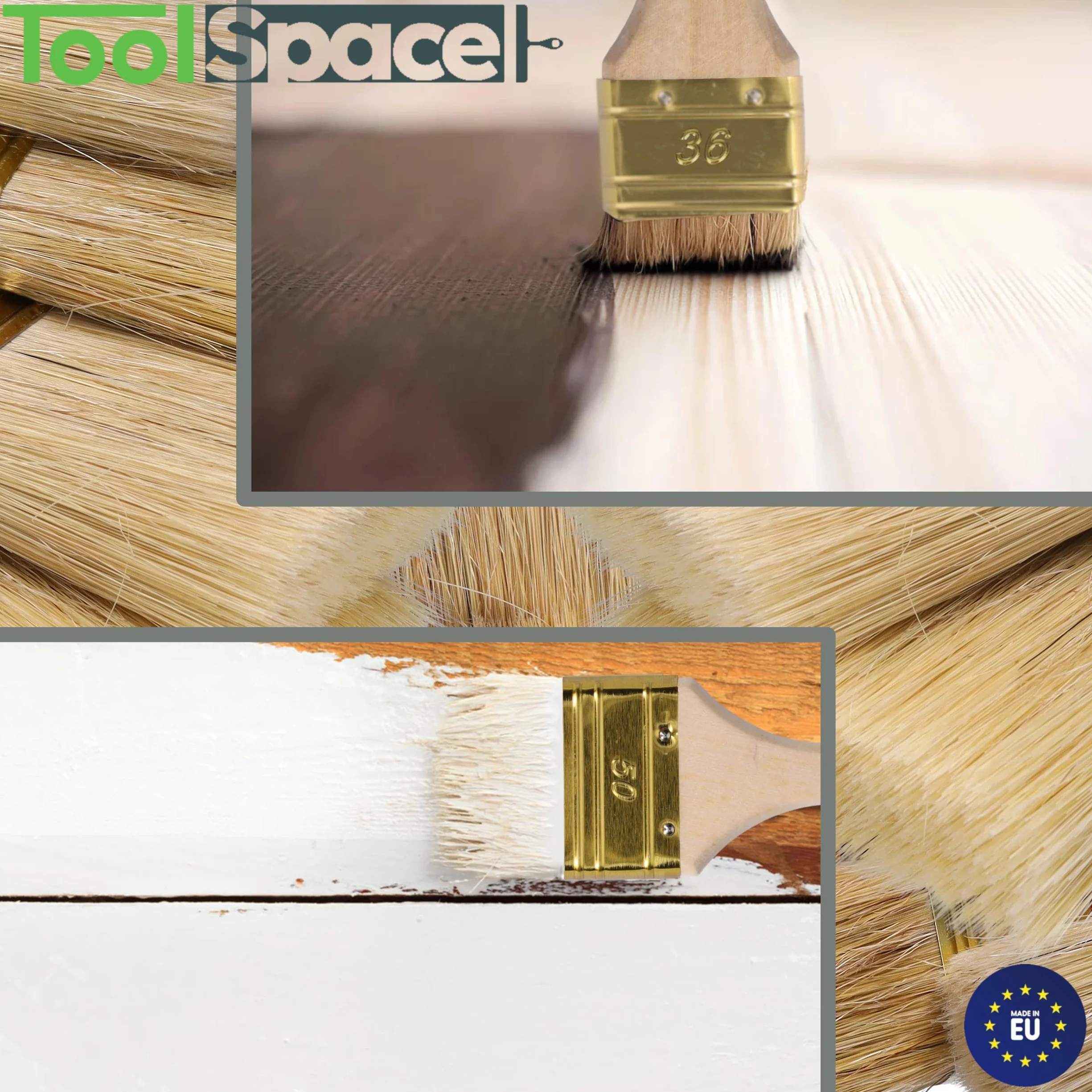 ToolSpace Pędzle Angielskie Profesjonalne 25mm/ 36mm/50mm/76mm pędzel malarski – do farb, lakierów, gruntów i emalii – idealne do domu warsztatu i zastosowań profesjonalnych – wszechstronne trwałe