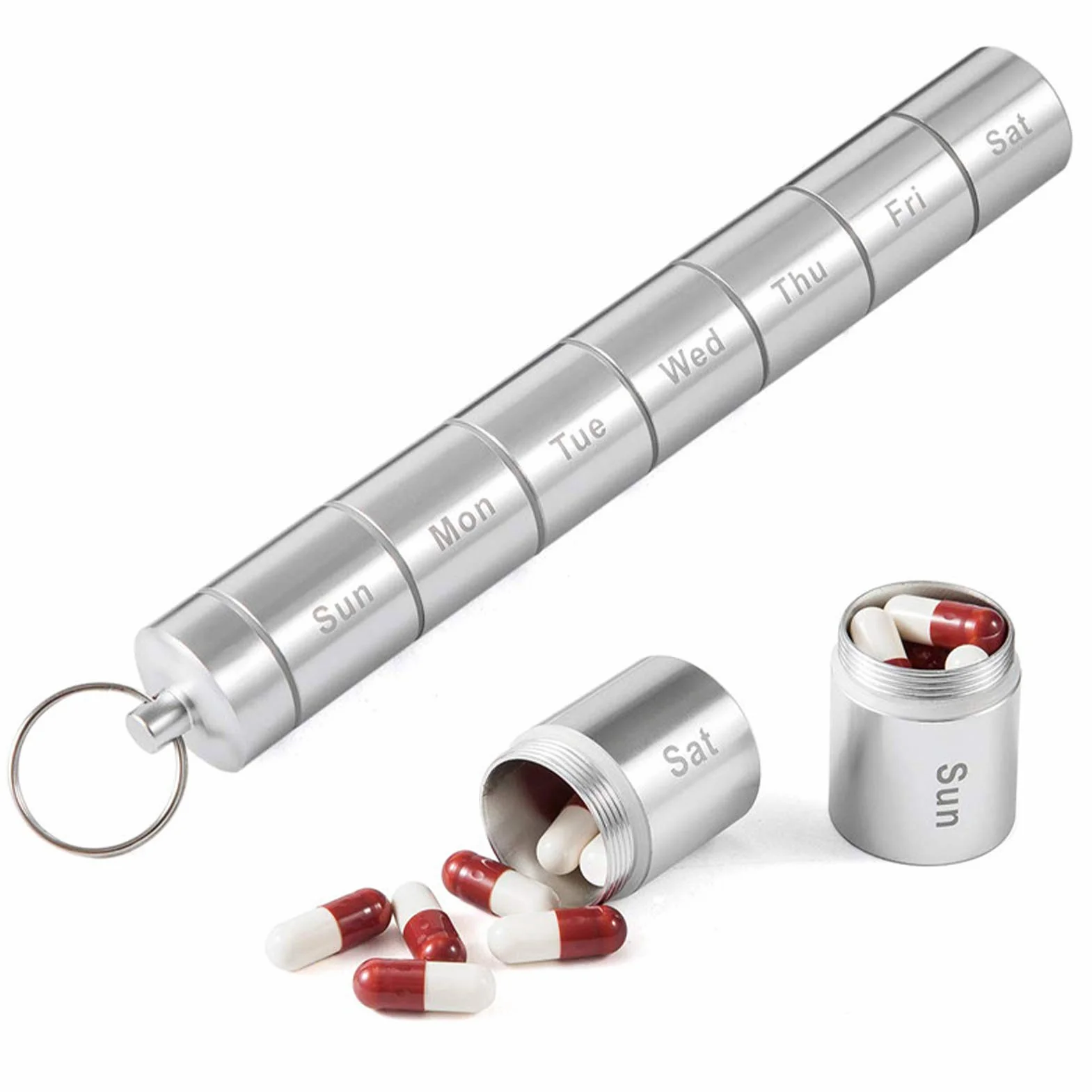 Organizer na Pigułki 7 Dni Wodoodporny Etui ze Stopu Aluminium Przenośny