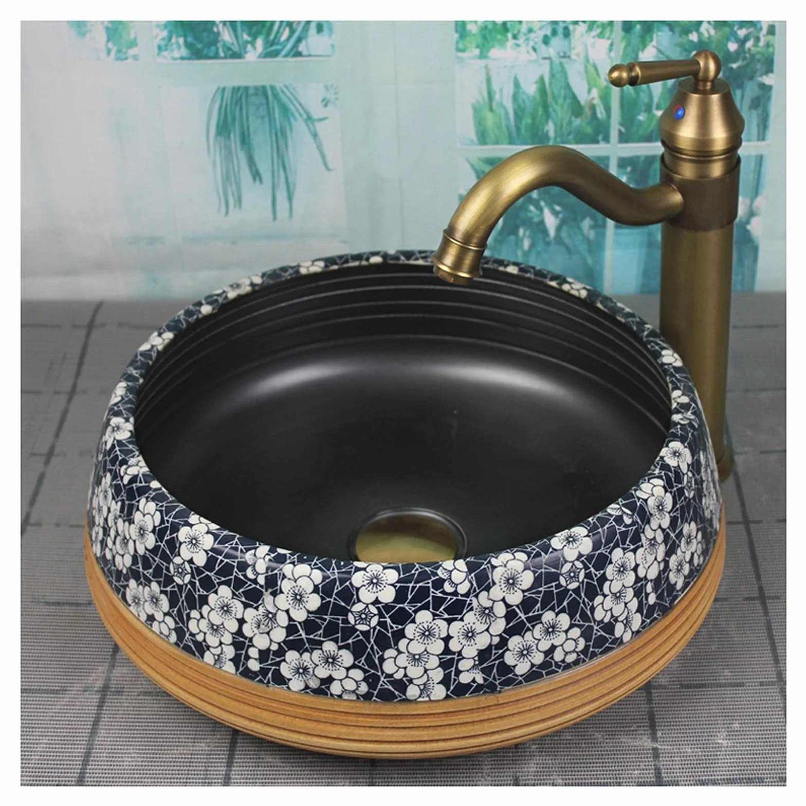 Umywalka Łazienkowa Okrągła Umywalka Nablatowa Porcelanowa Ceramiczna Umywalka Nablatowa Umywalka Artystyczna Umywalka Łazienkowa